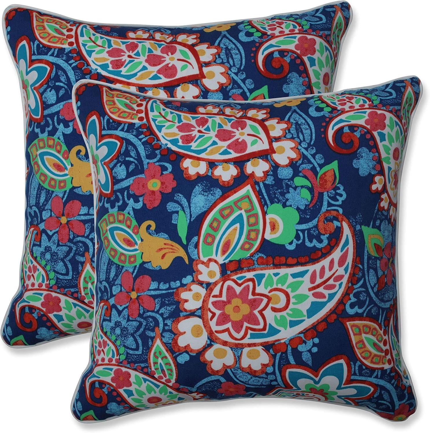 Paisley Party Paisley Indoor/Outdoor Reversible Throw Pillow (Set of 2)