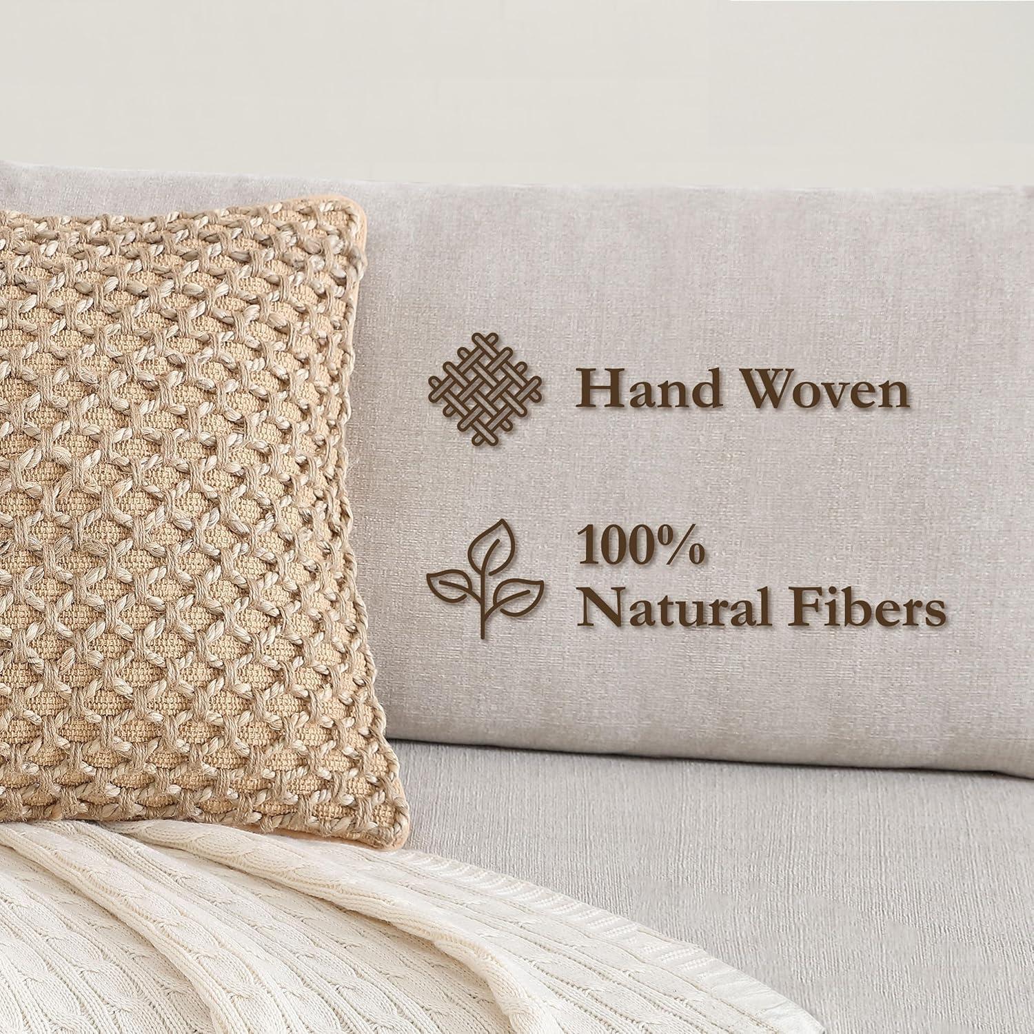 Boho Living Boho Living Jada Decorative Pillow Collection Jute/Cotton Indoor Square Throw Pillow with & Insert (Set of 2)