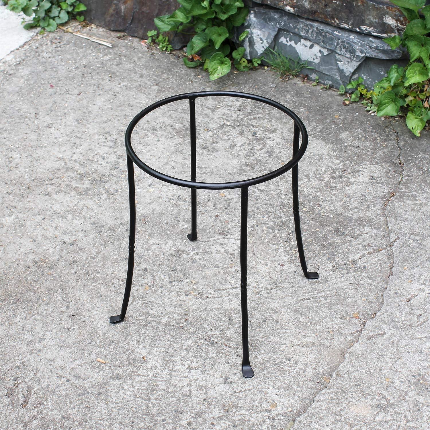 14" Patio Ring Iron Plant Stand Black - ACHLA Designs