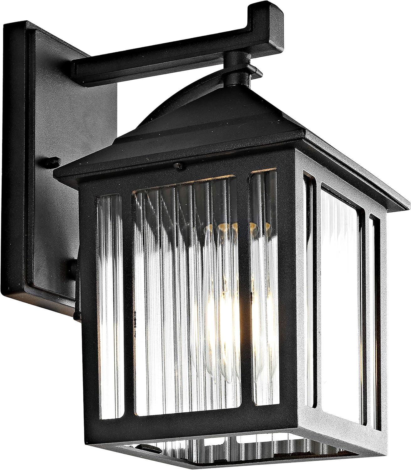 Ranzi Outdoor Wall Lantern - PLT4009 - Clear/Black - Safavieh