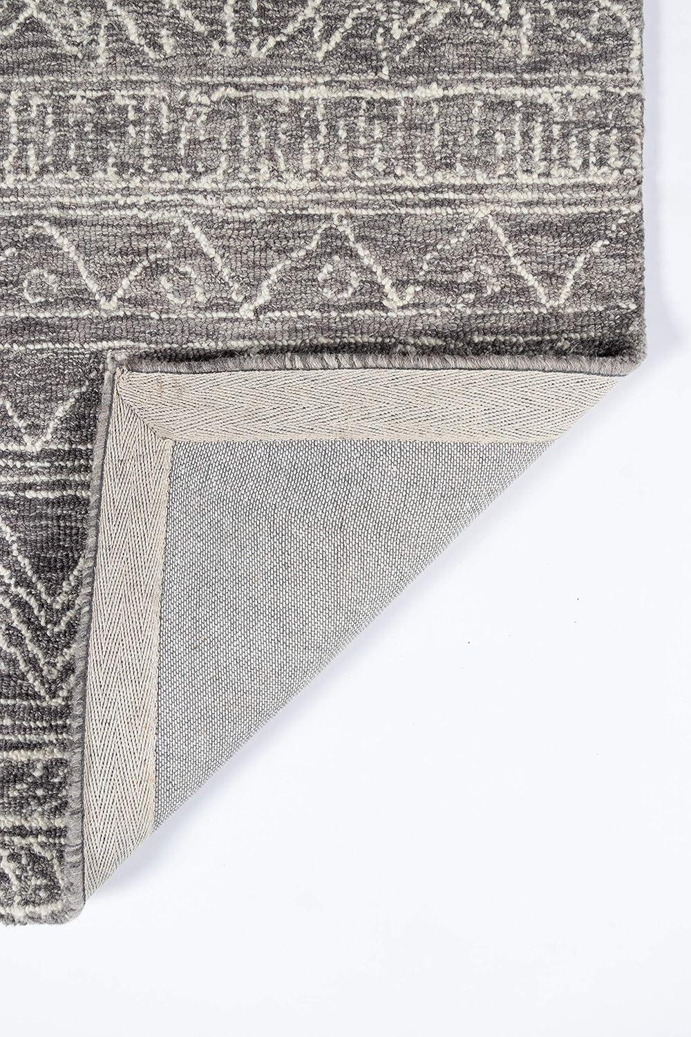 Handmade Gray Geometric Wool Rectangular Area Rug