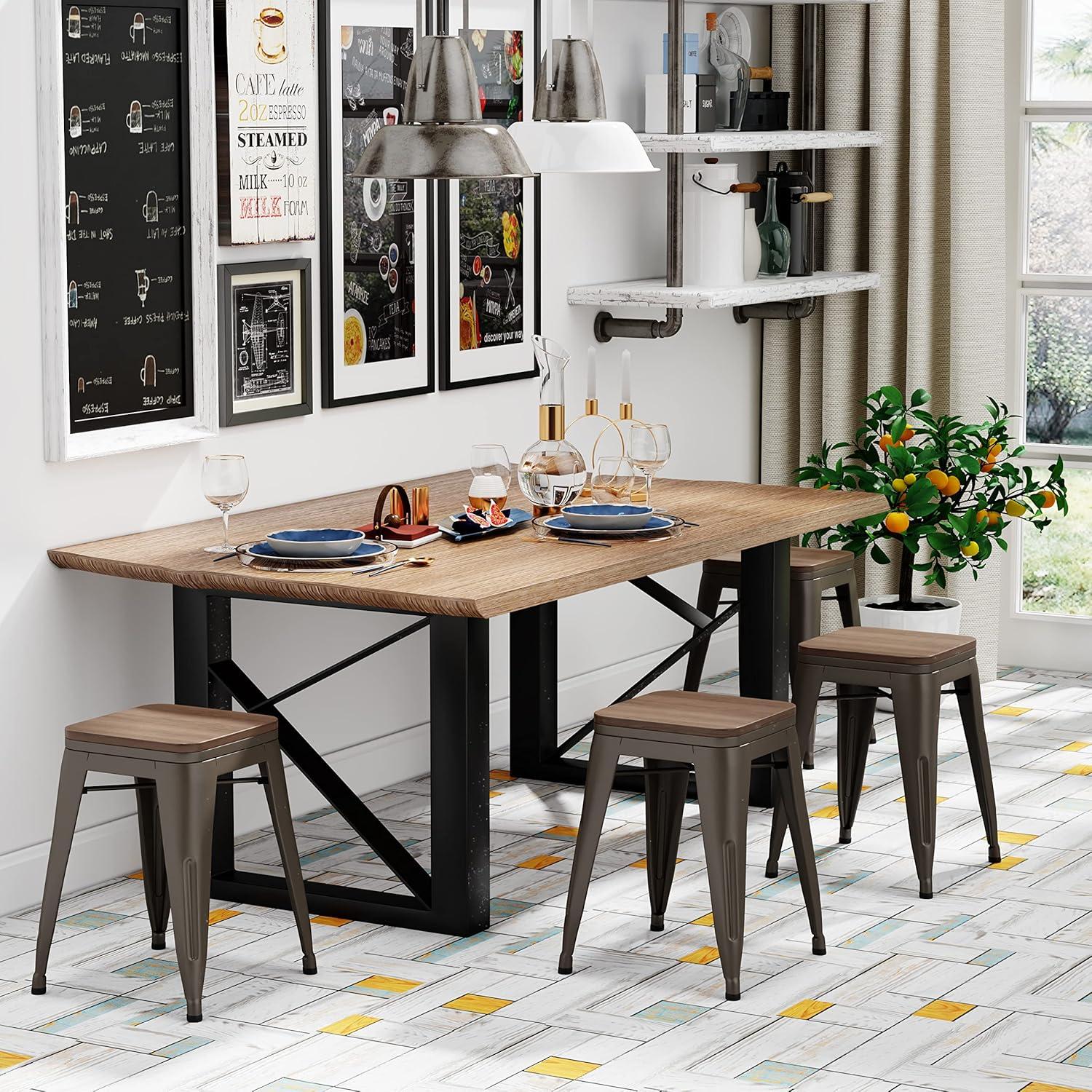 Williston Forge Apolito Counter Stool with Metal Frame (Set of 4)