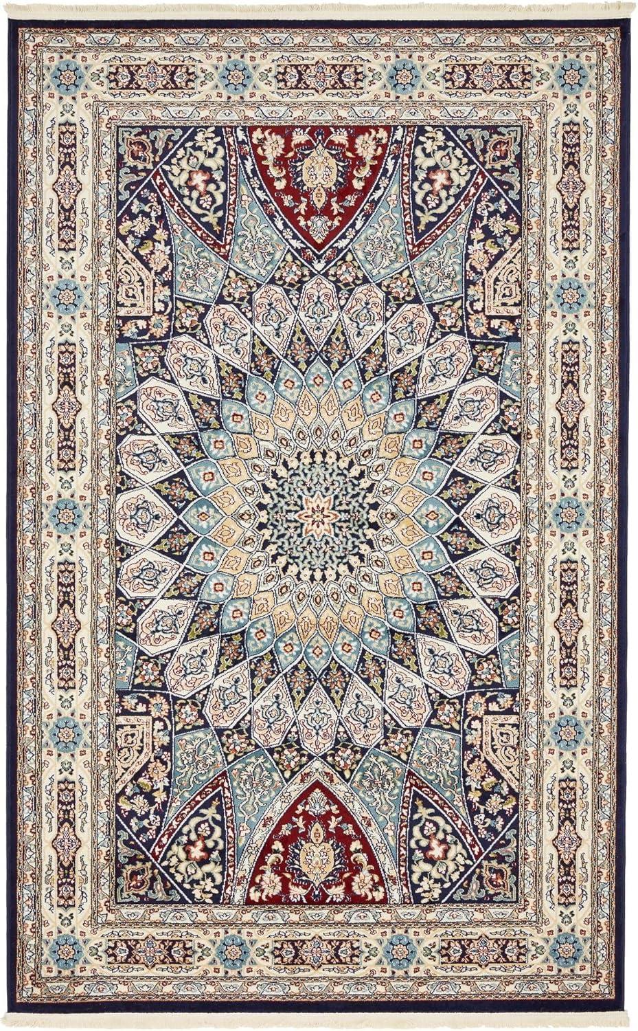 Unique Loom Narenj Collection Area Rug - Adams (5' 1" x 8' Rectangle Navy Blue/Beige)