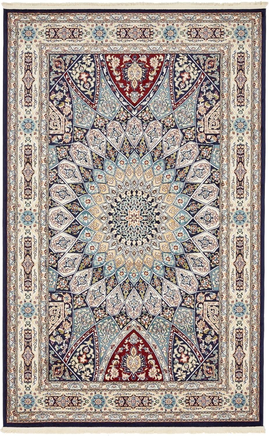 Unique Loom Narenj Collection Area Rug - Adams (5' 1" x 8' Rectangle Navy Blue/Beige)
