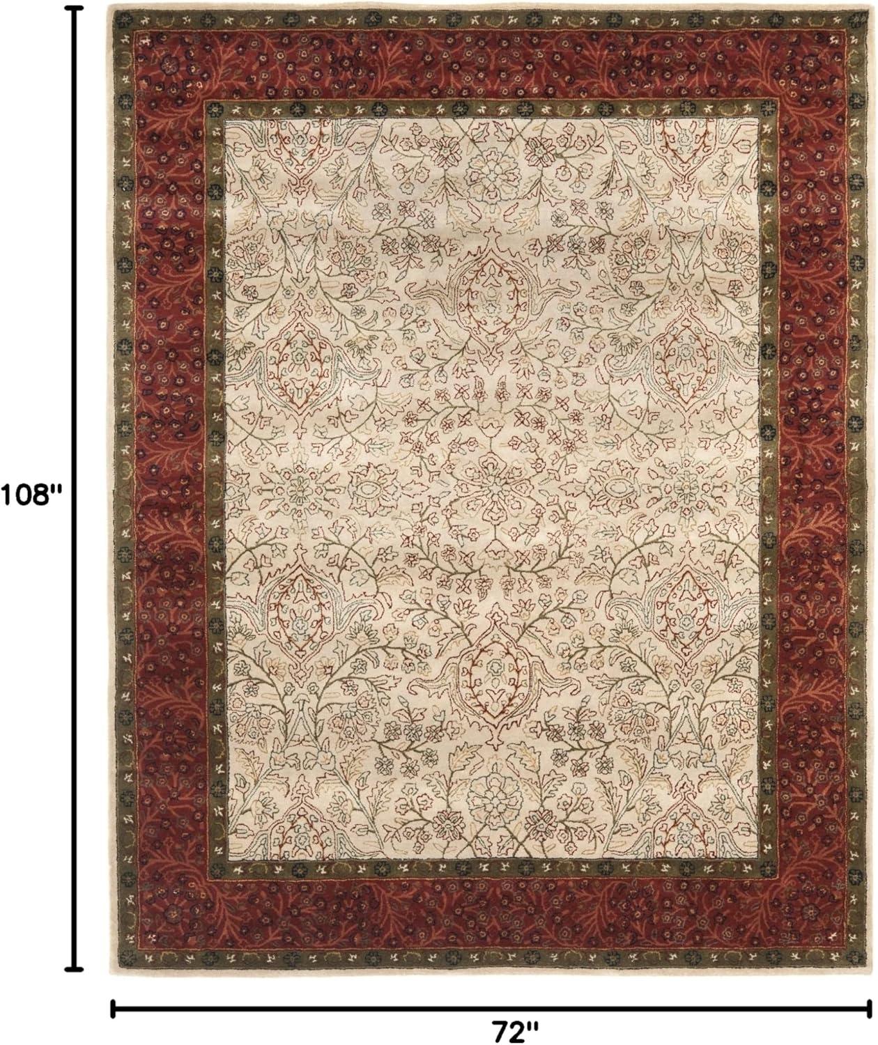 SAFAVIEH Persian Legend Joan Floral Bordered Wool Area Rug, Ivory/Rust, 6' x 9'