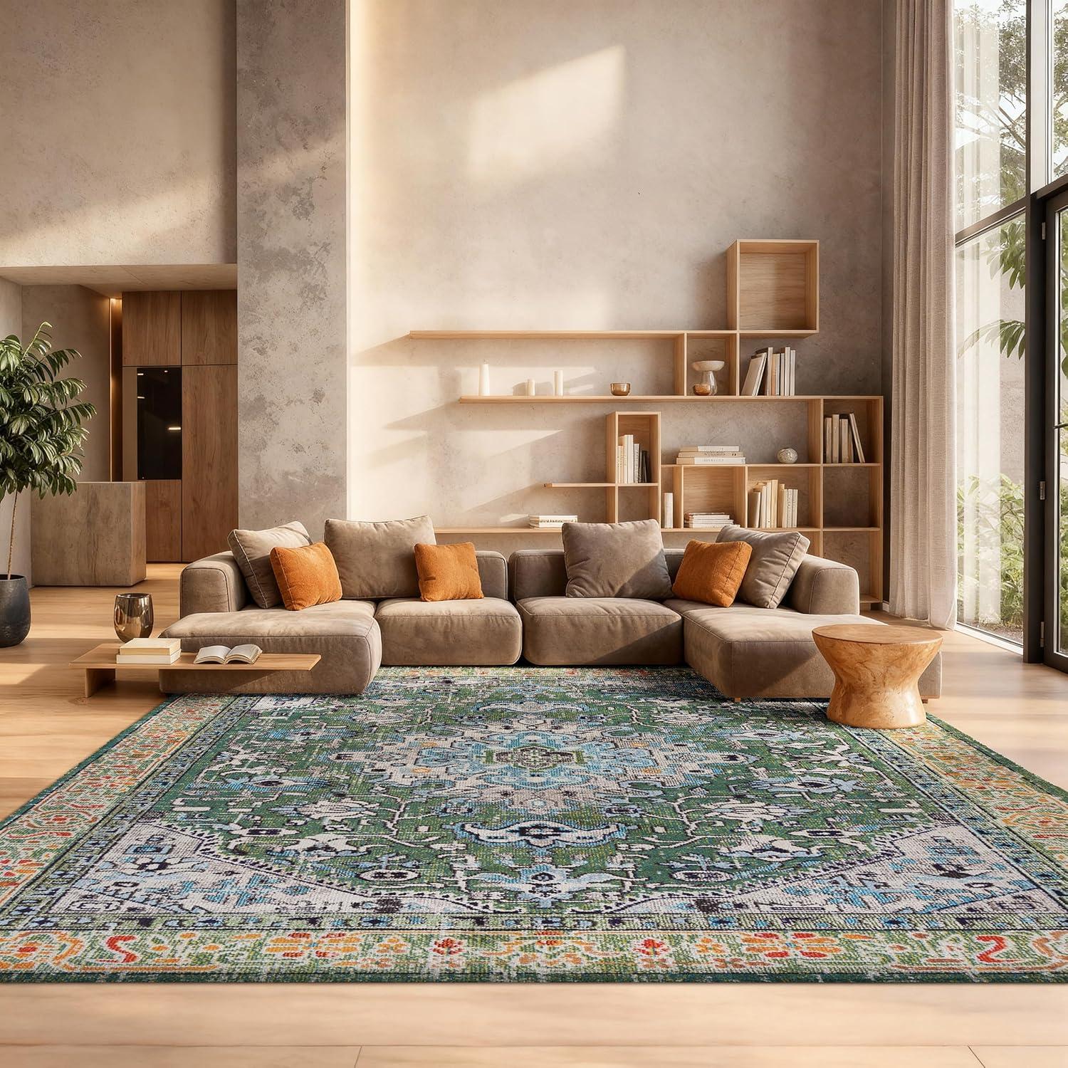 Madison MAD474 Power Loomed Indoor Area Rug - Green/Turquoise - 8'x10' - Safavieh