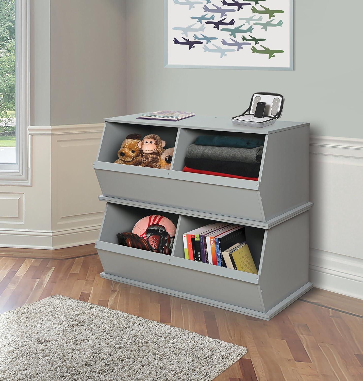 Badger Basket Two Bin Stackable Storage Cubby - Gray