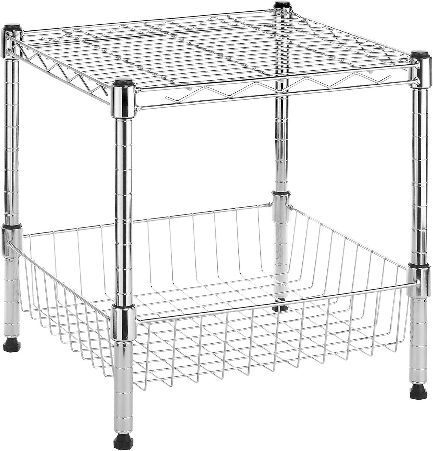 Adjustable Gray Wire 2-Shelf Kids Storage Unit, 15"x14"x15"