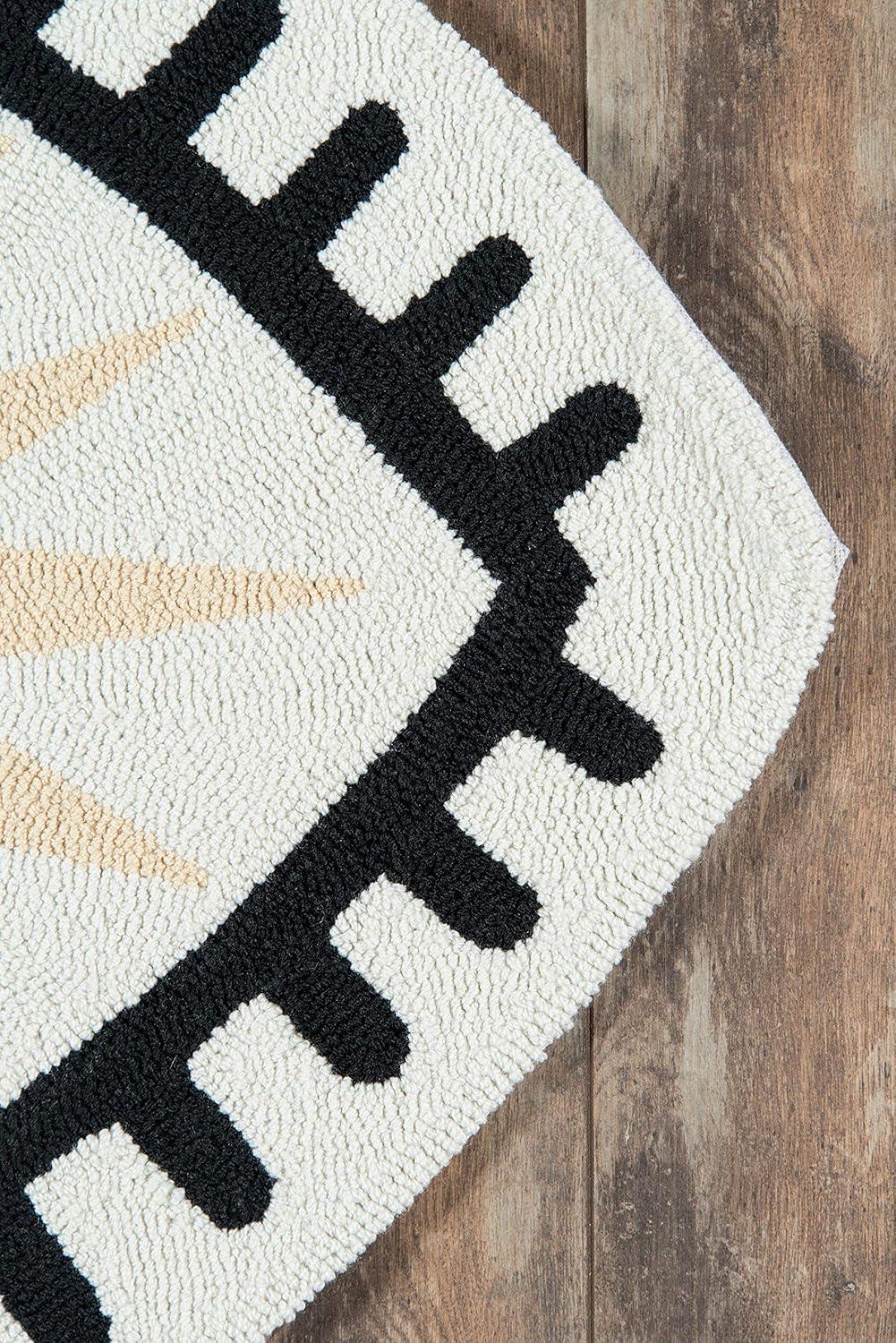 Dakota Fields Novelty Huxton Hand Hooked Polyester Area Rug in Multicolor Blue