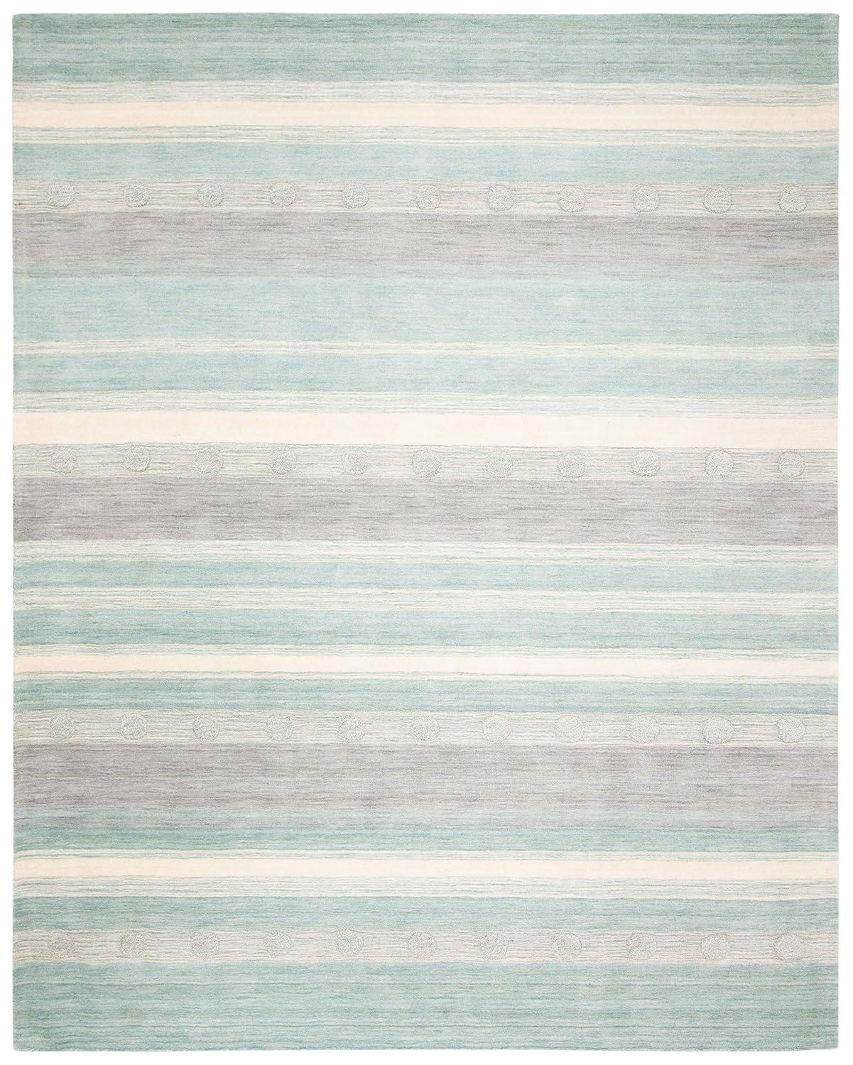 Hampton HTN231 Power Loomed Indoor/Outdoor Area Rug - Aqua/Ivory - 8'x10' - Safavieh.