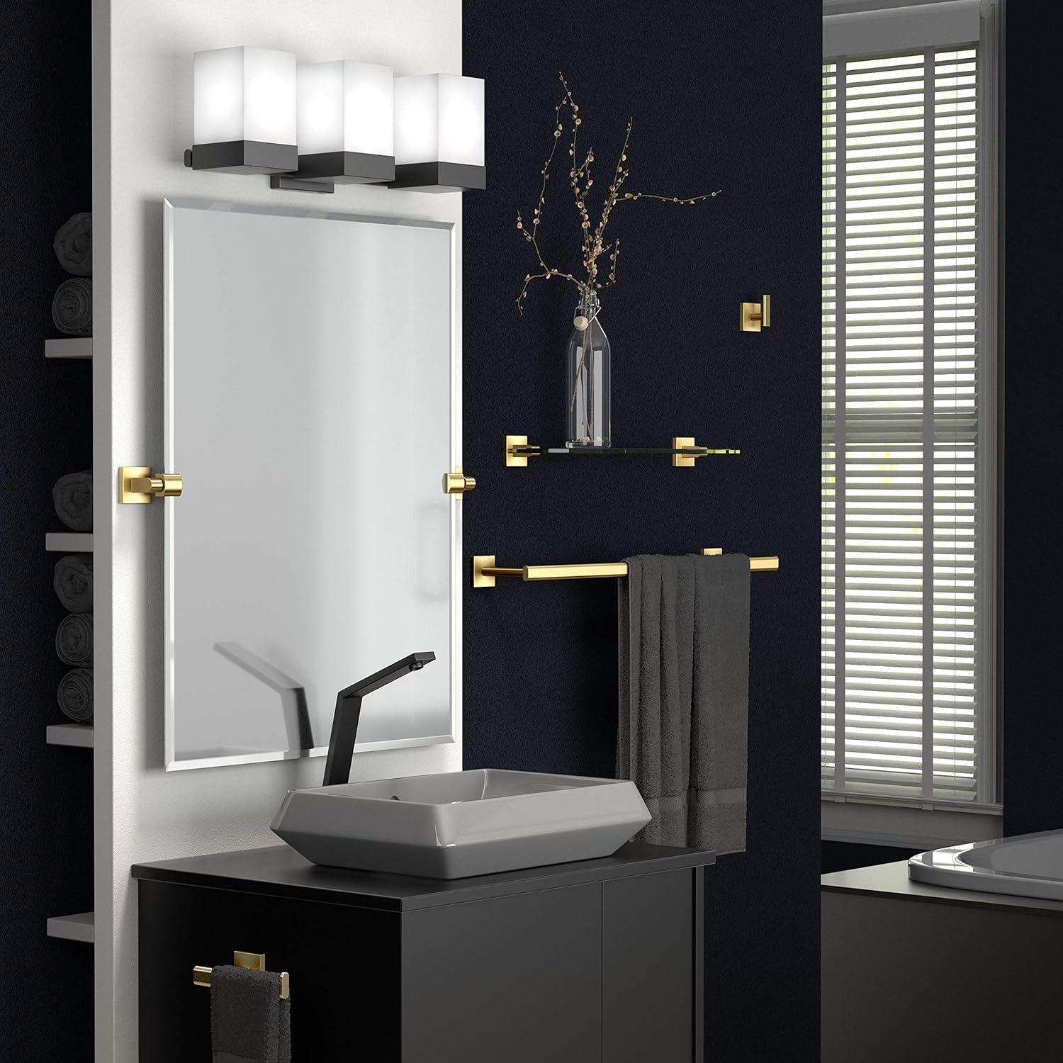 Gatco 4066 Elevate Vanity Glass Shelf, Brushed Brass