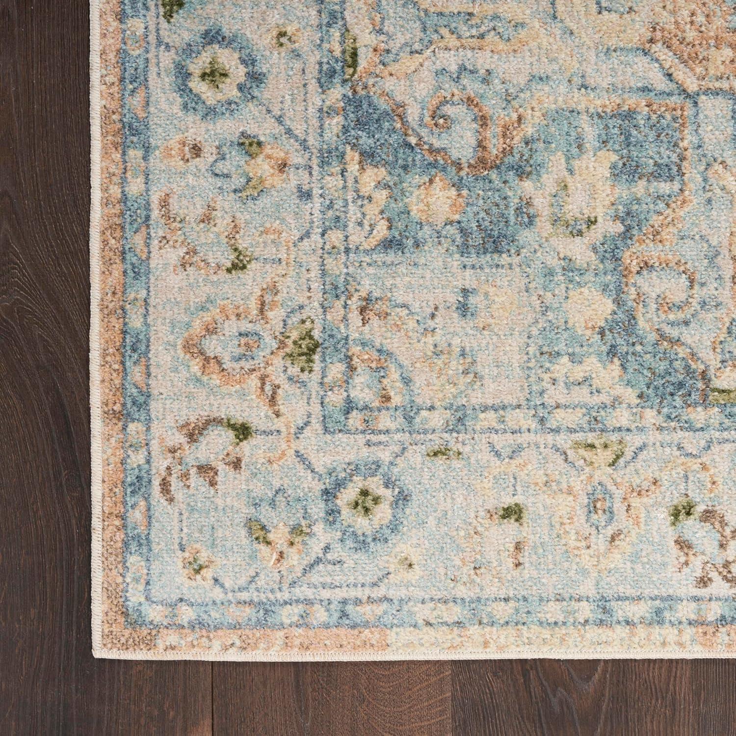 Nourison Astra Machine Washable Vintage Medallion Indoor Rug Beige Blue 4' x 6'