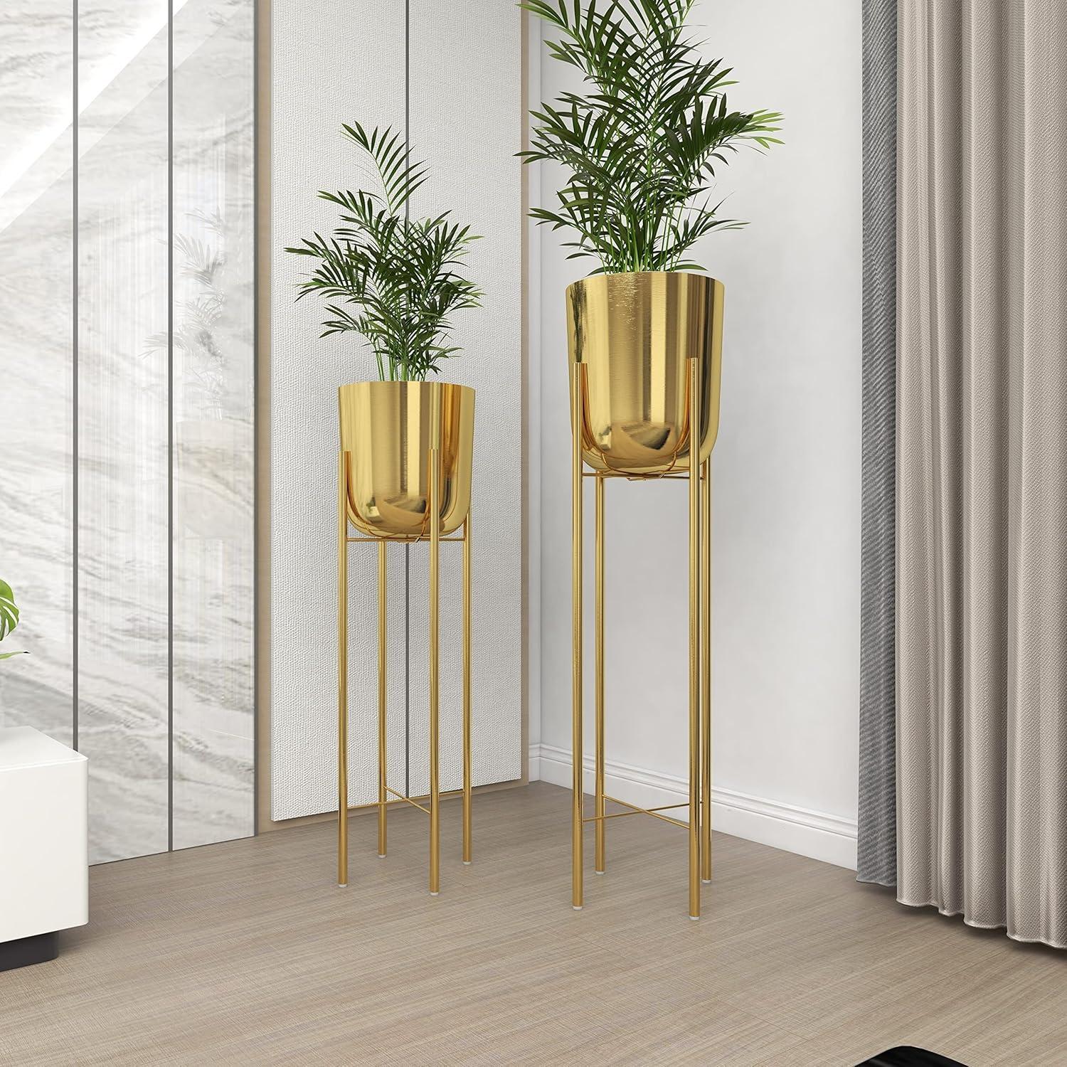 2 - Piece Tall Round Planter Metal Stand