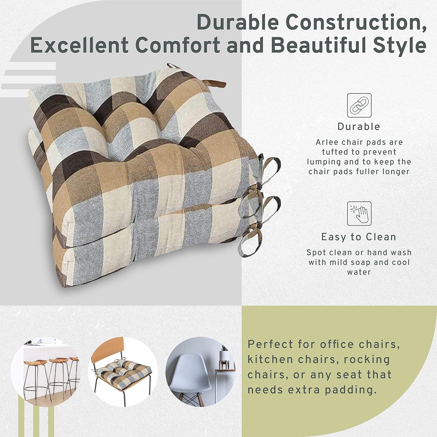 Arlee 16 x 16 in. Buffalo Check Woven Plaid Chair Pad - Set of 4