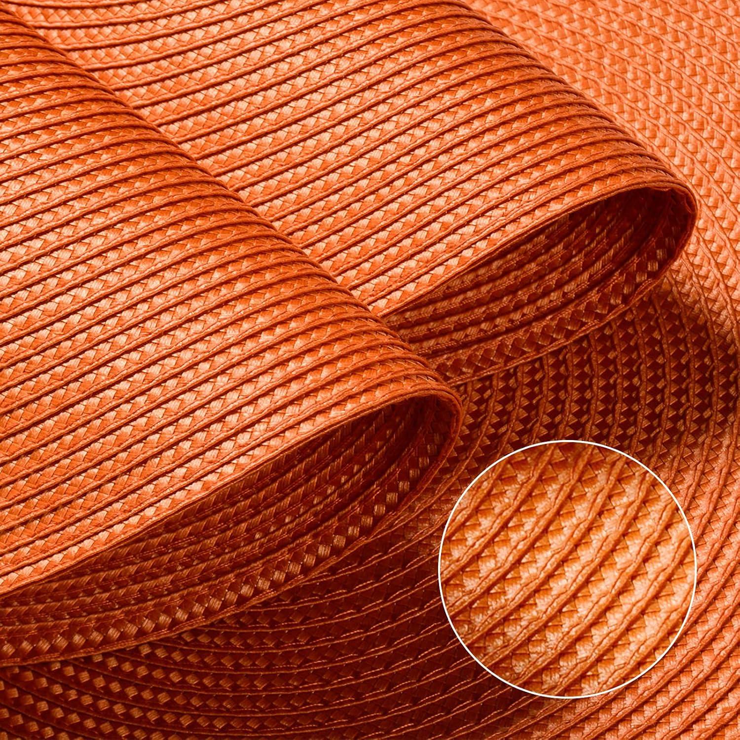 LYCAQL Round Braided Placemats Set of 4 Table Mats for Dining Tables Woven Washable Non-Slip Place mats 15 inch for Table Decor(Orange, 4pcs)