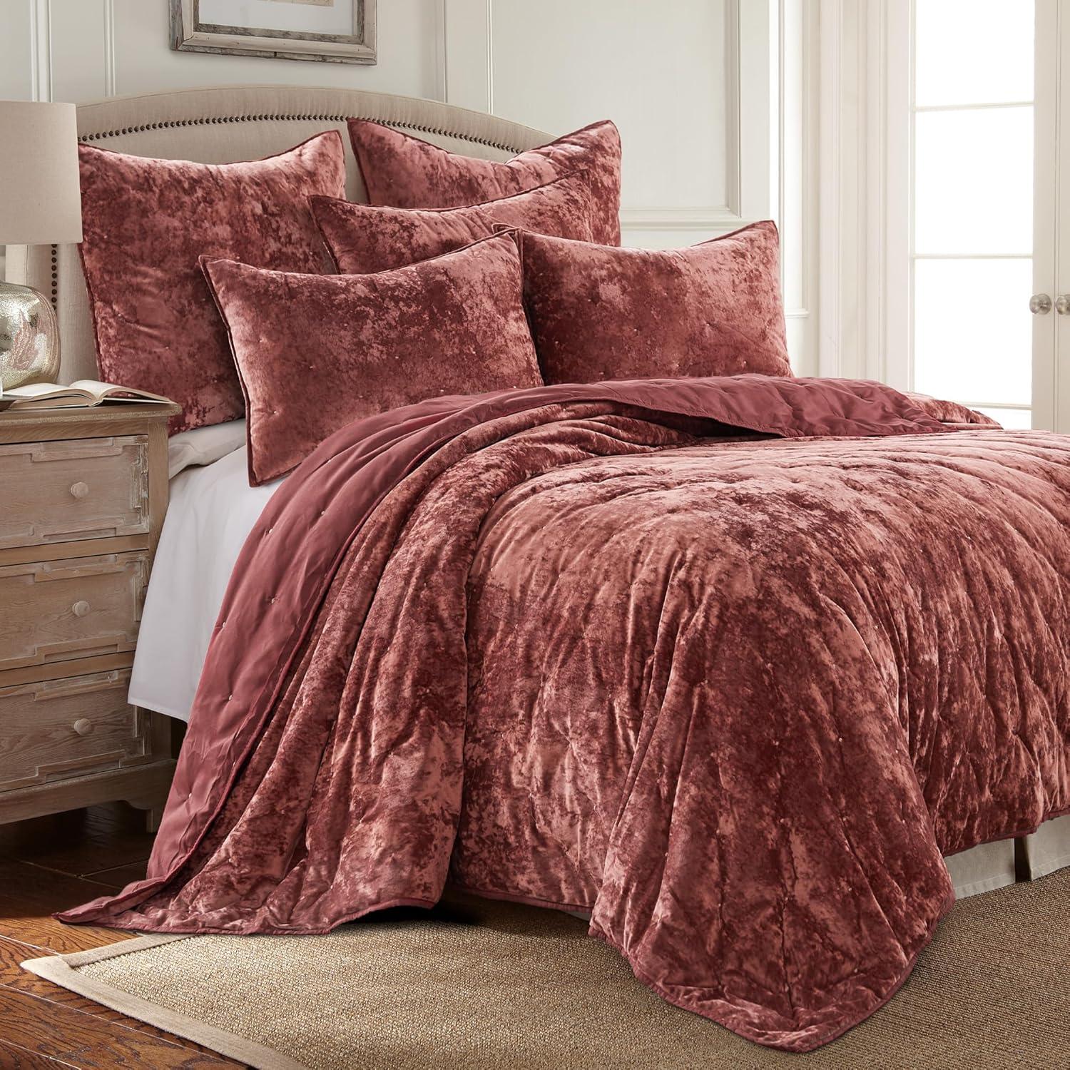 Abruzzi Velvet Red King Quilt - Birch Hill by Levtex Home