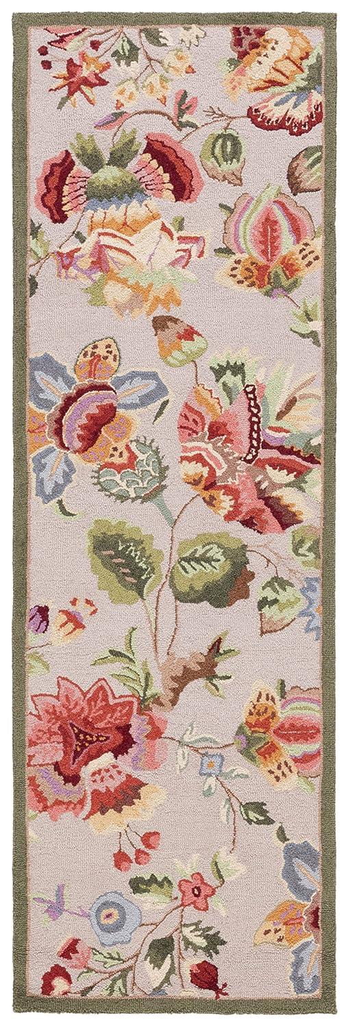 SAFAVIEH Chelsea Hayleigh Floral Wool Runner Rug, Sage, 2'6" x 10'