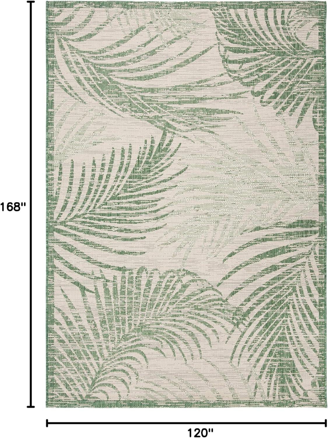 SAFAVIEH Courtyard Padic Botanical Indoor/Outdoor Area Rug, Beige/Green, 10' x 14'