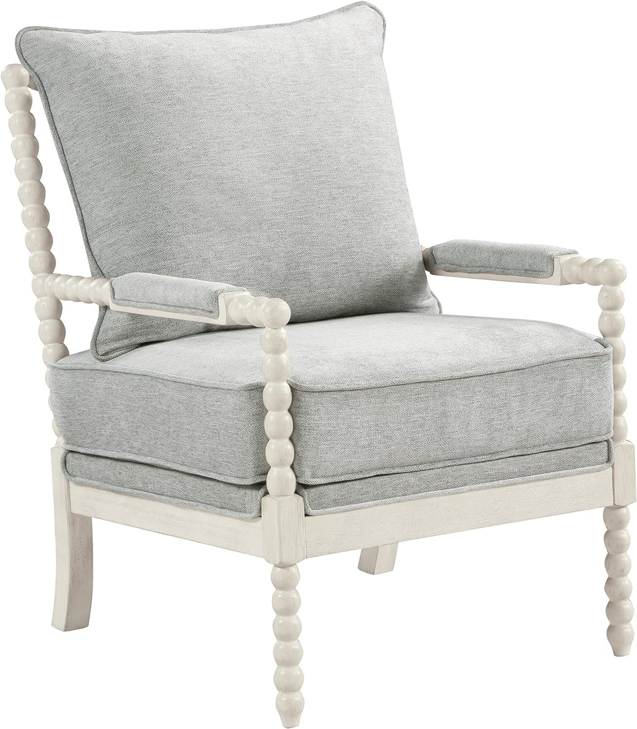 Kaylee Spindle Chair in Smoke Gray Fabric with White Frame