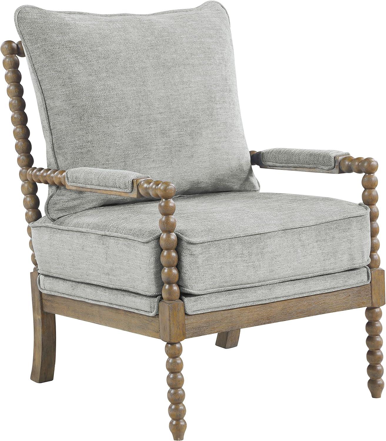 Fletcher Smoke Gray Spindle Accent Chair with Wood Frame