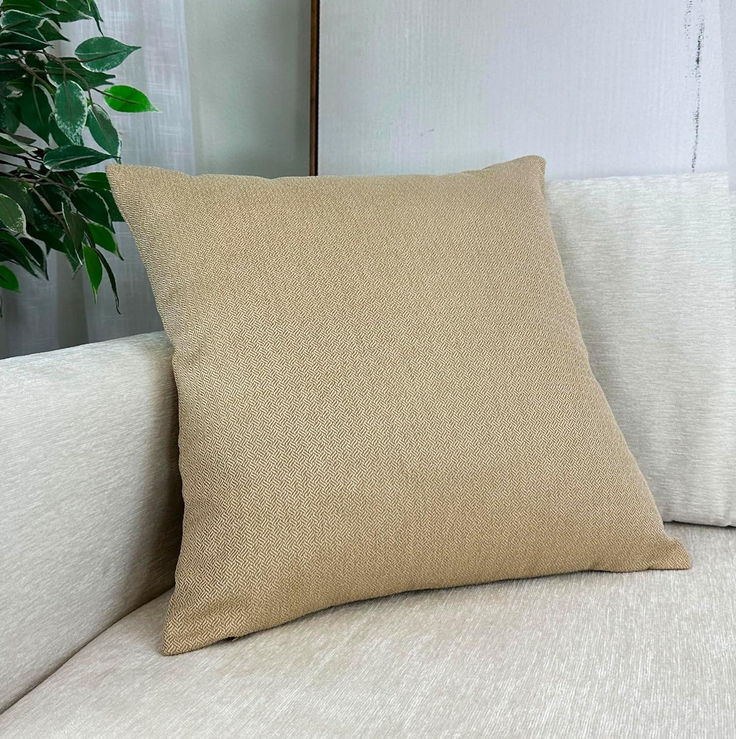 Aiking 2 Pieces of 18" x 18" Brushed 100% Polyester Decorative Throw Pillow Covers, Zipper Closure, Brass