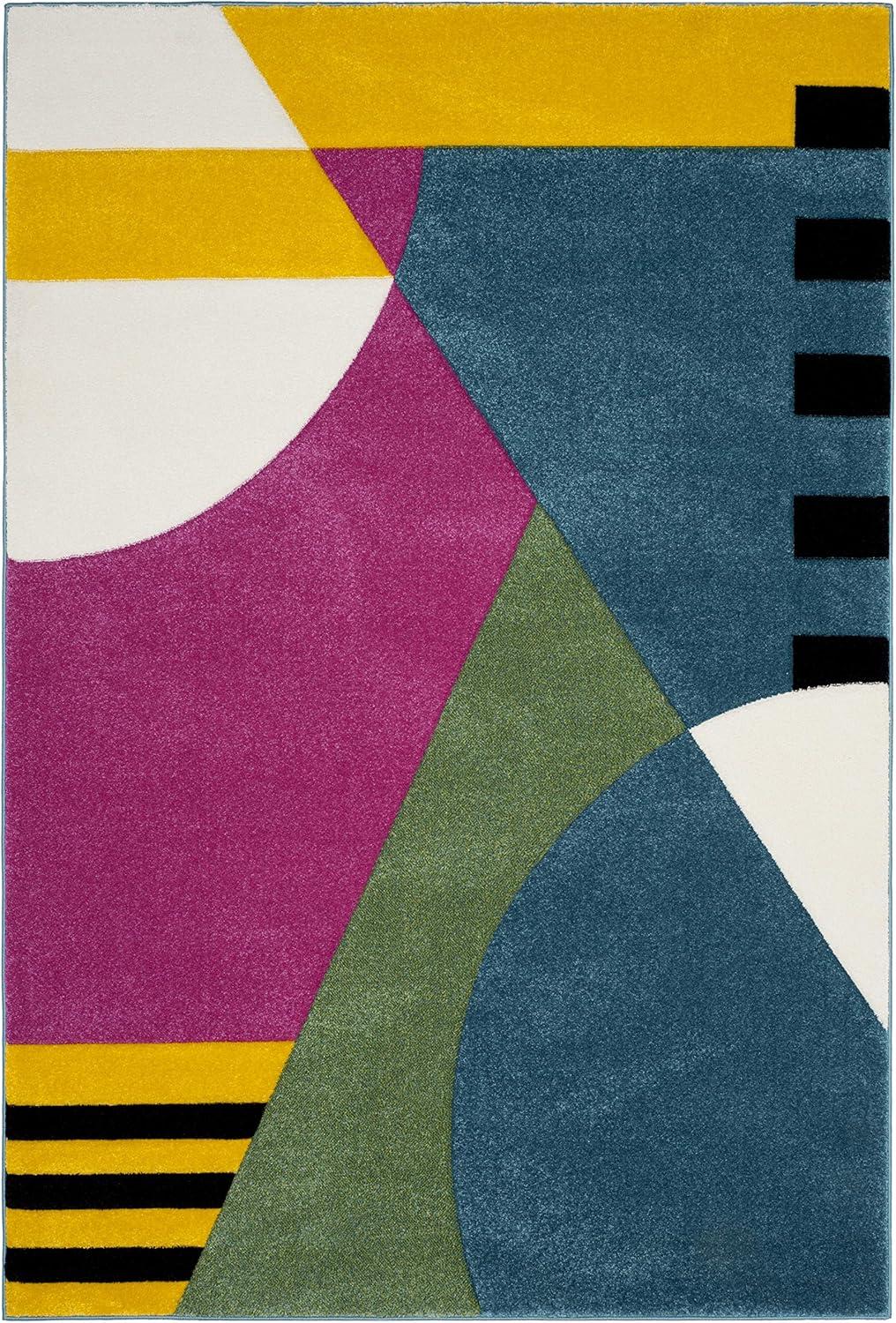 Hollywood HLW706 Power Loomed Area Rug - Peacock Blue/Fuchsia - 5'3"x7'6" - Safavieh.