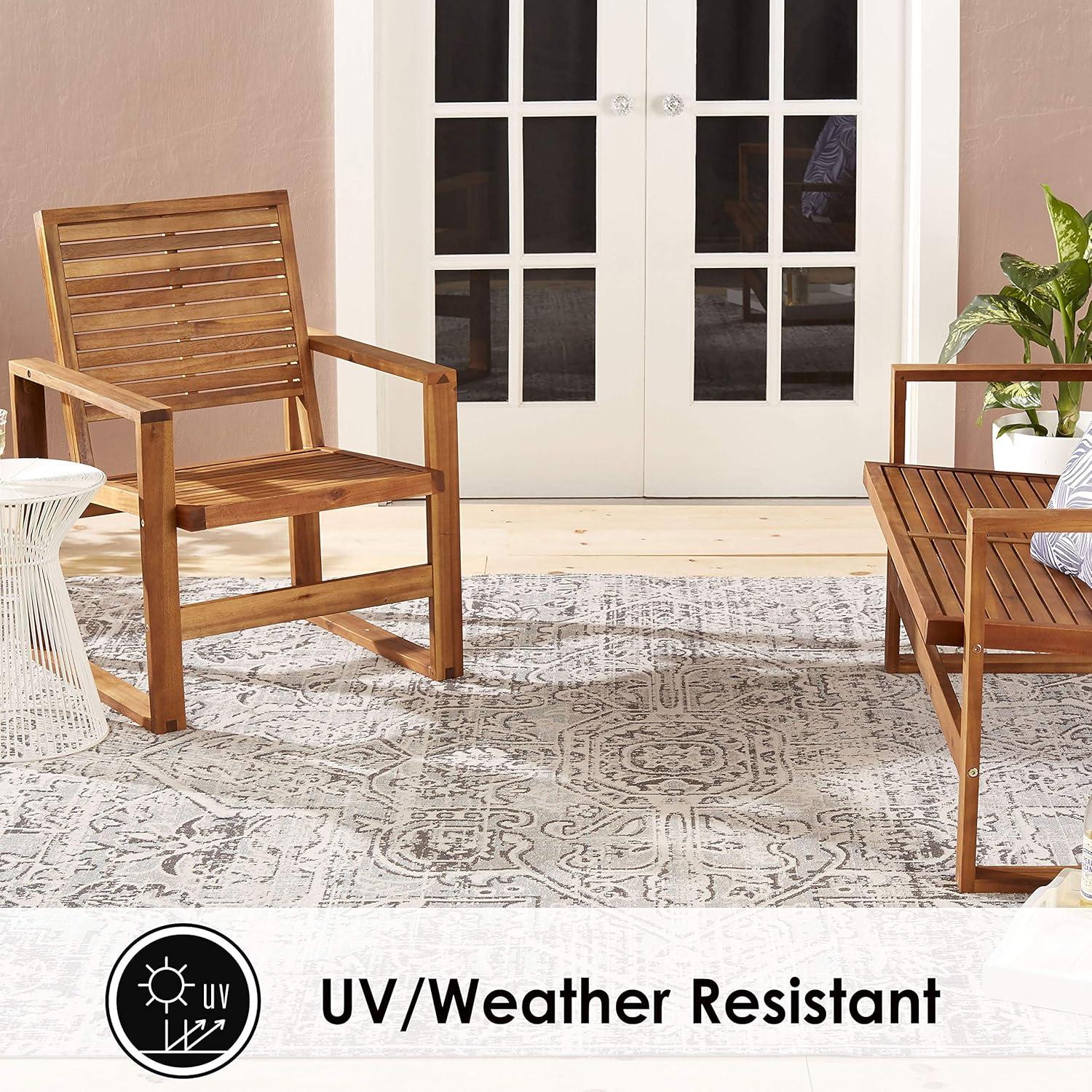 Nicole Miller Nicole Miller New York Patio Sofia Medallion Indoor/Outdoor Area Rug, Light Grey/Dark Grey