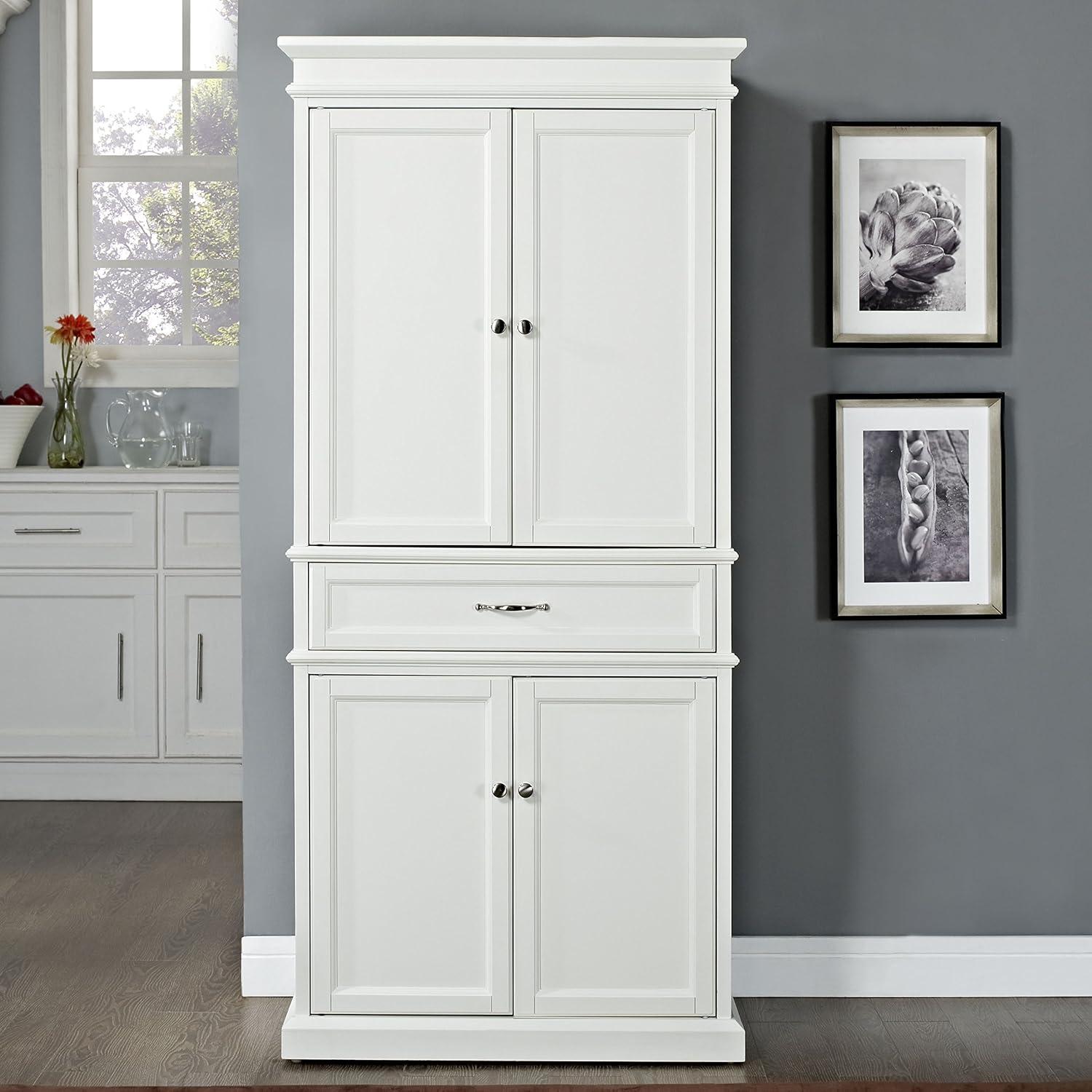 Parsons Pantry Storage Wood/Mahogany - Crosley: Adjustable Shelving, Drawer, Traditional Style