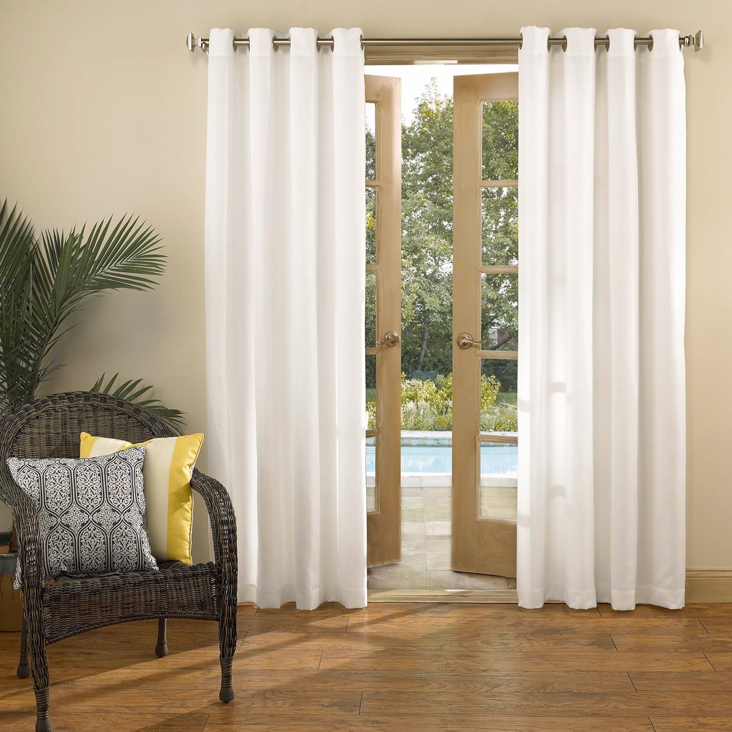 54"x84" Sun Zero Room Darkening Sailor UV Protectant Grommet Indoor/Outdoor Curtain Panel White: Patio Door Curtains