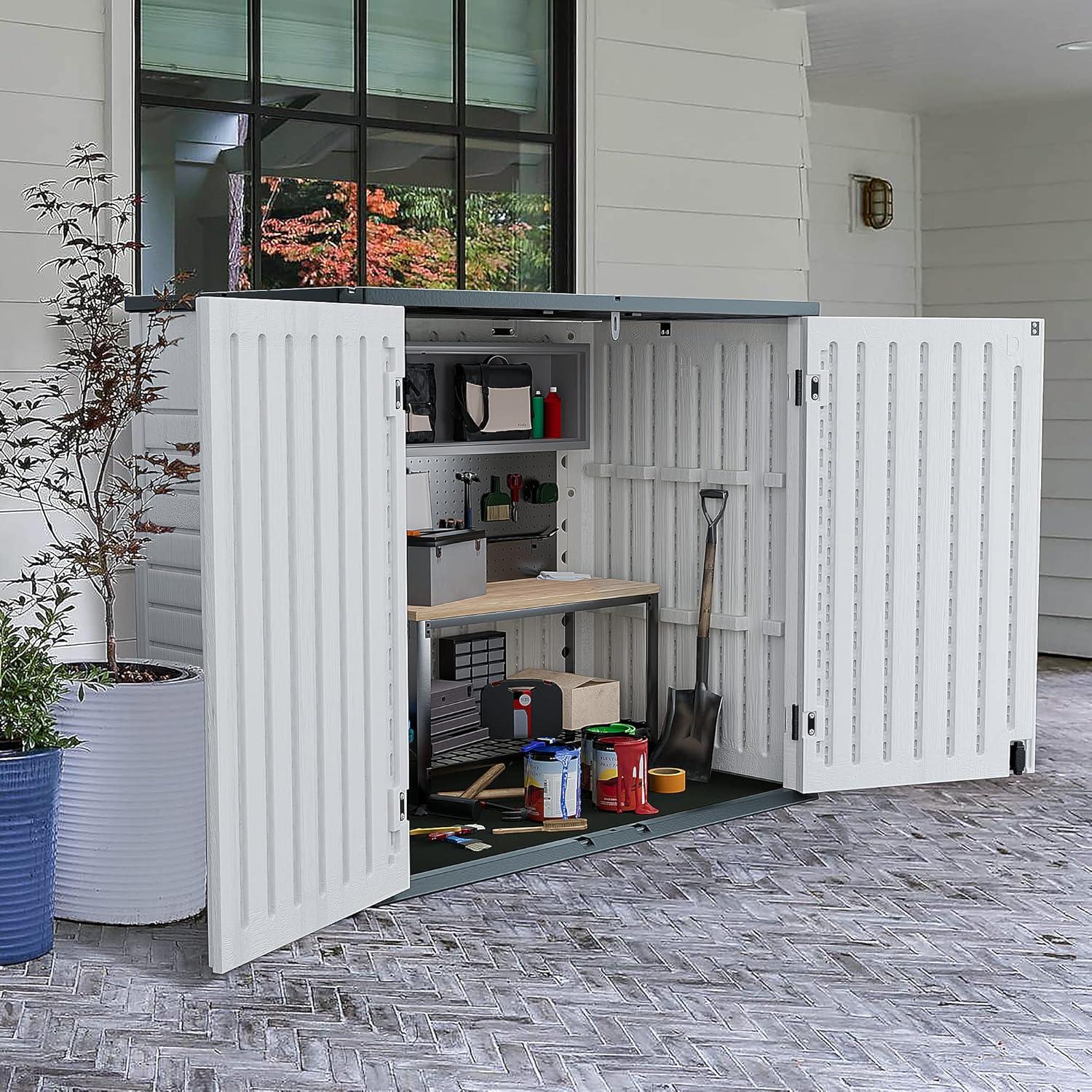 White Resin 34 Cu Ft Outdoor Storage Shed with HDPE Frame