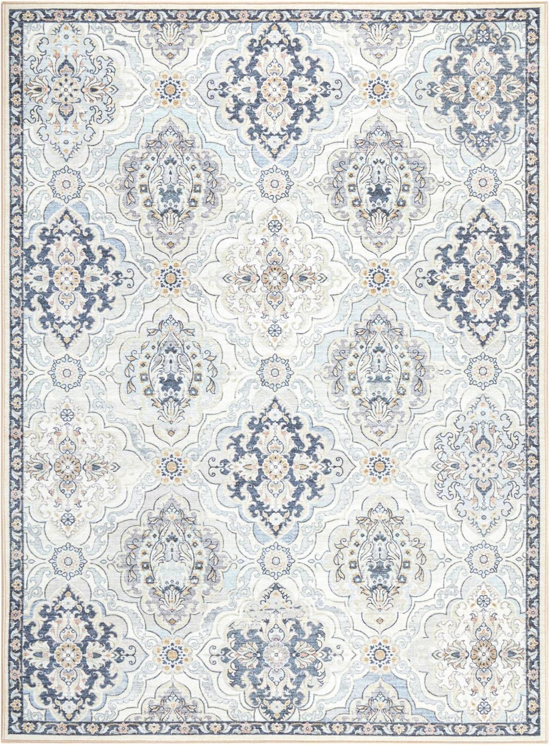 Town & Country Everyday Avani Medallion Everwash Washable Non-Slip Backing Area Rug Gray