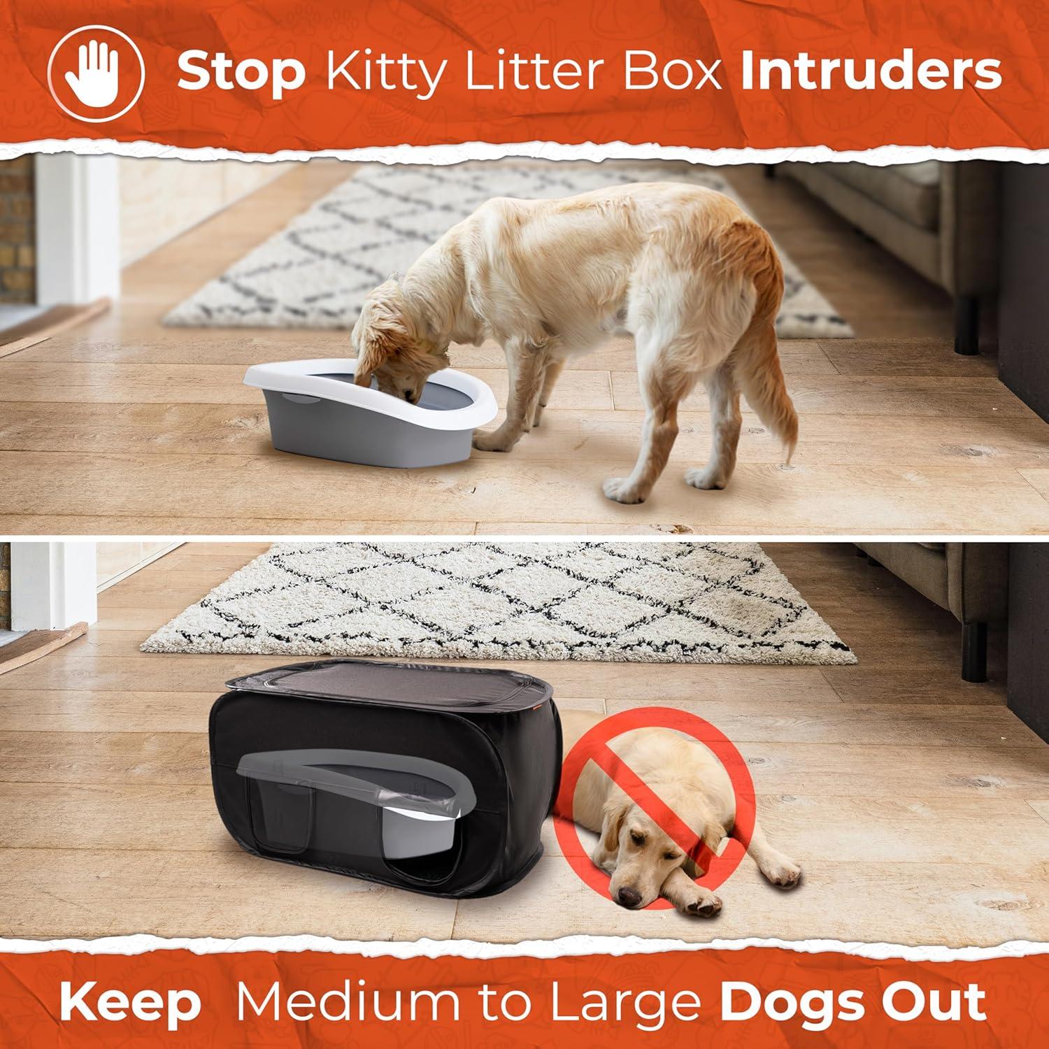 Pexter Cat Litter Box Enclosure, Dog Proof, Discreet and Hidden Litter Box, Kitty Litter Trap Design with Easy-Clean Feature, Scoop and Deodorizer Storage Pockets, Lightweight and Waterproof