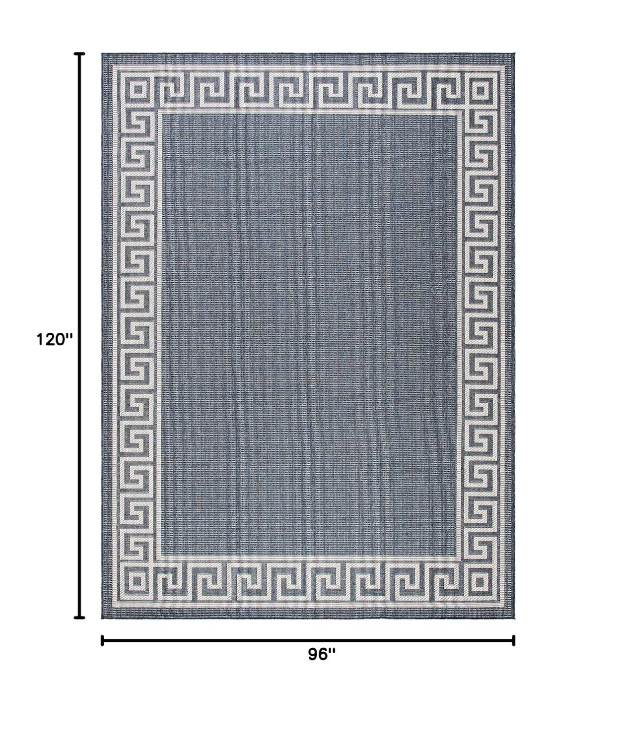 SAFAVIEH Bermuda Isidora Geometric Machine Washable Indoor/Outdoor Area Rug, Dark Blue/Ivory, 8' x 10'