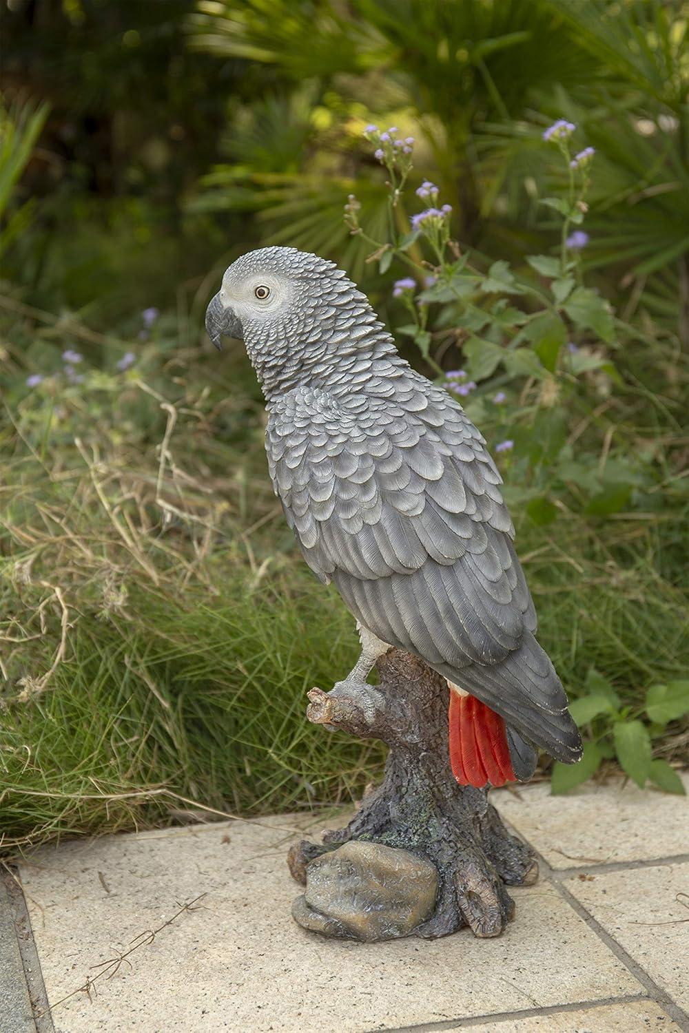 Hi-Line Gift Grey Gabon Parrot ON Stump