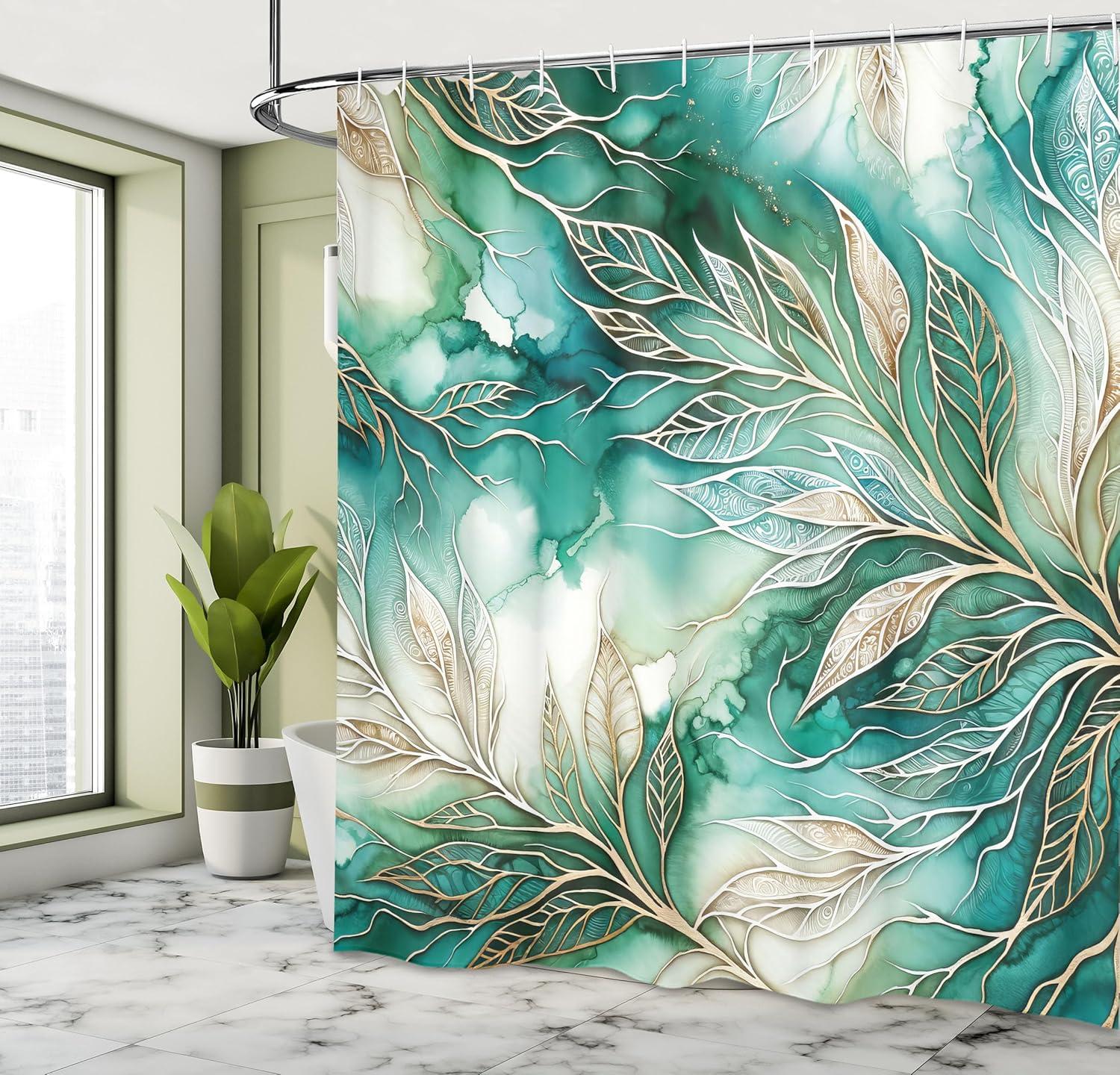 Floral Shower Curtain with Hooks Included