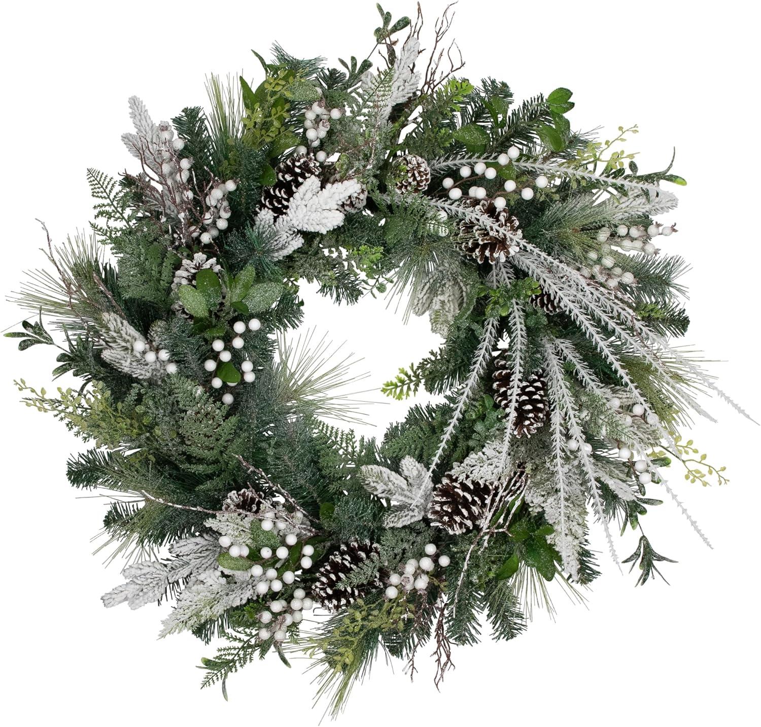 Frosted Pinecones and Berries 36'' Christmas Wreath