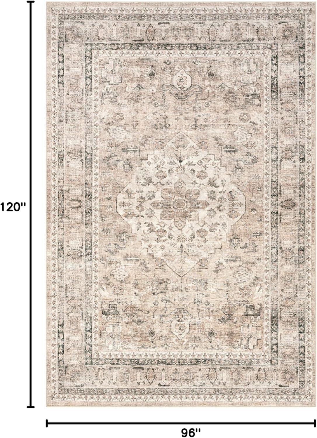 Nuloom Davi Faded Spill Proof Treated Pet Friendly Premium Machine Washable Area Rug, 8' x 10', Stone