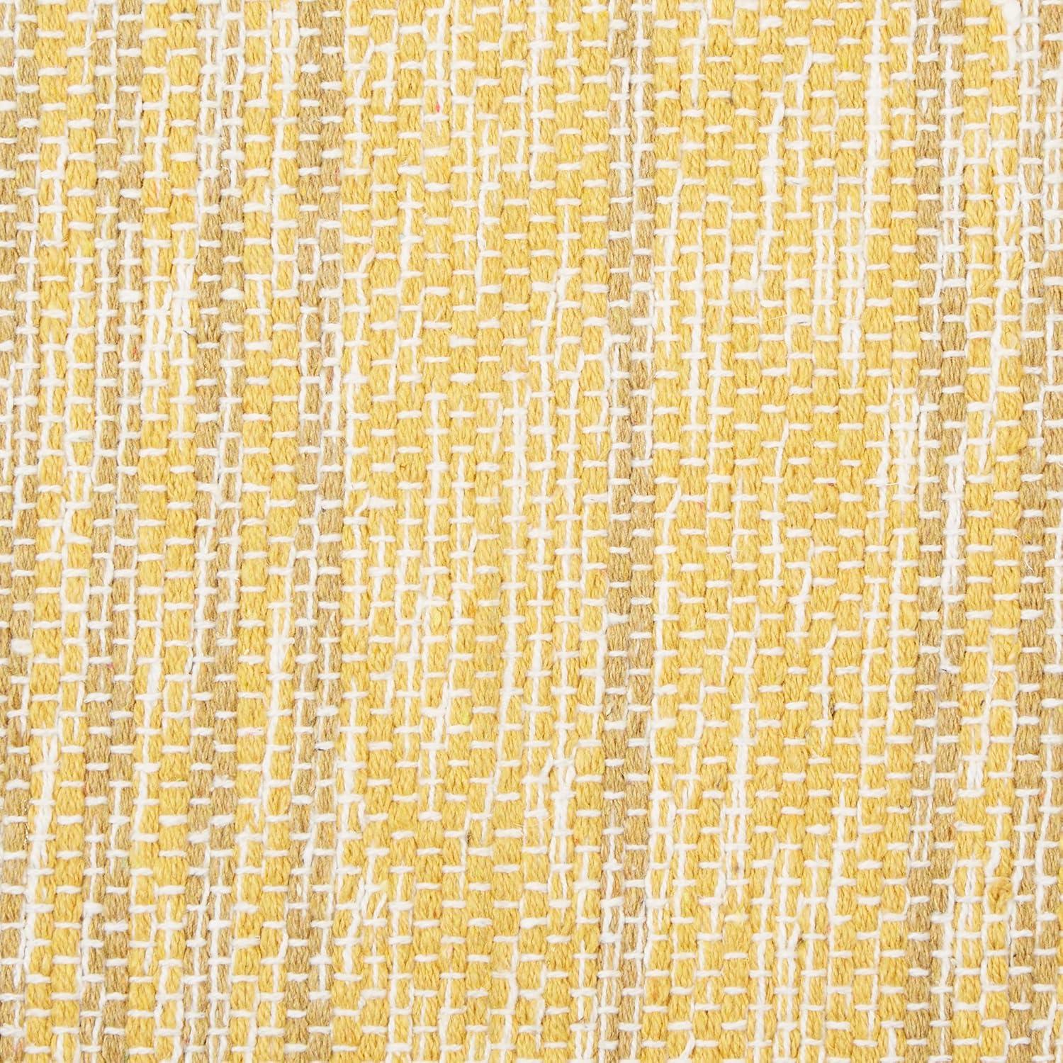 Variegated Honey Gold Stripe Handwoven Recycled Yarn Rug 2x3 Ft