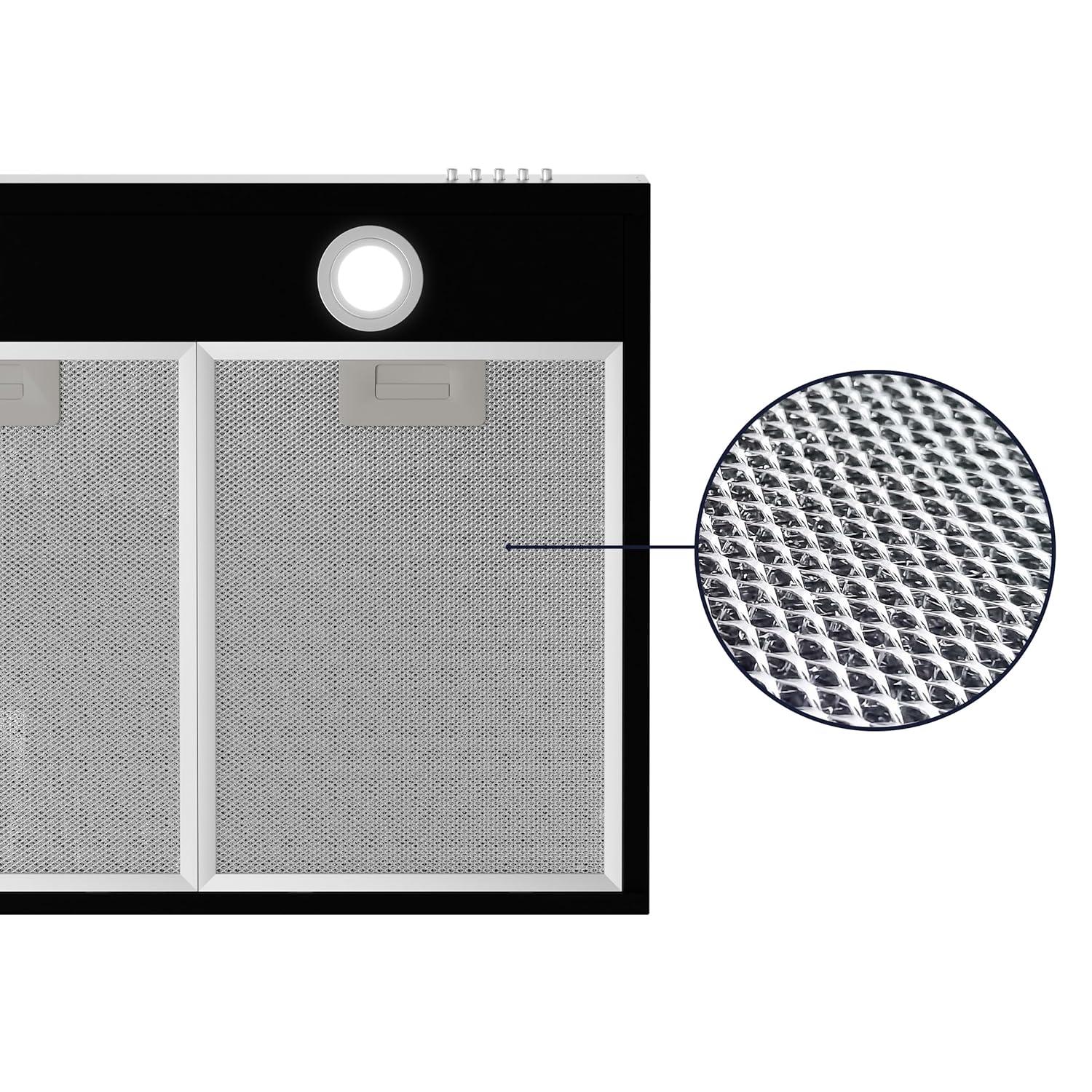 CIARRA Black Range Hood 30 inch Under Cabinet with Ductless Ducted Convertible Slim Kitchen Hood CAB90575