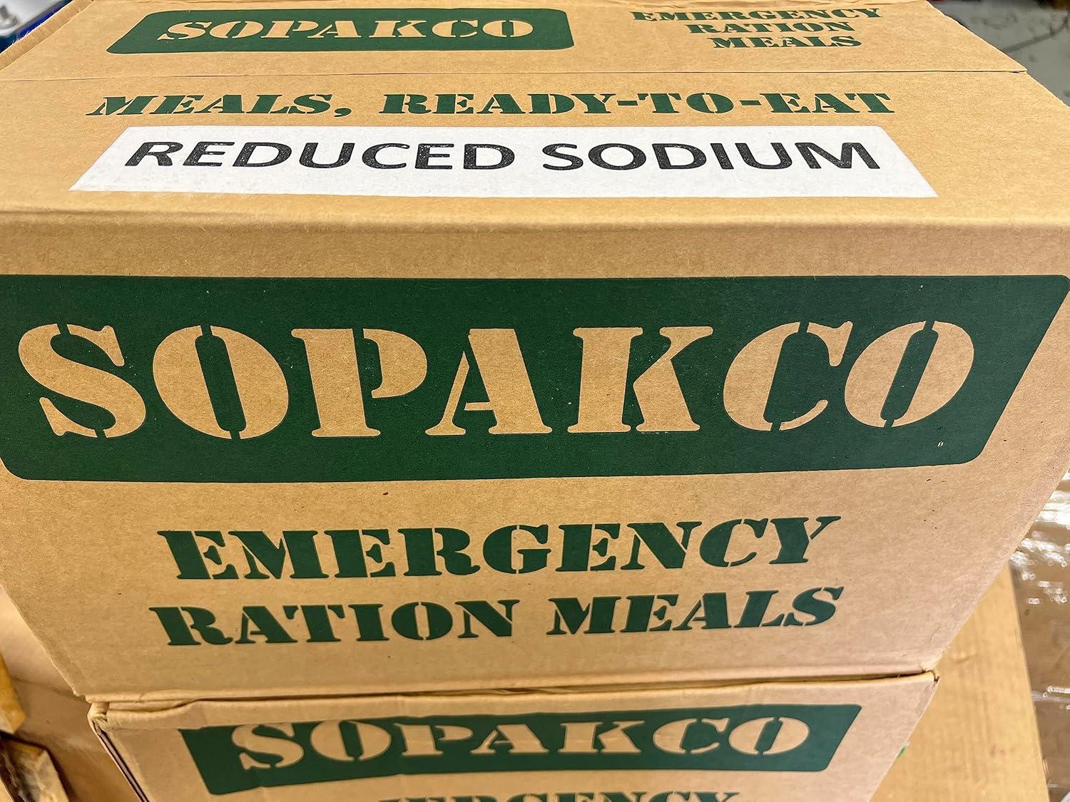 Case of 14 SOPAKCO MRE Reduced Sodium Emergency Ration Meals - Ready to Eat Factory Sealed and Banded 7020 01/22