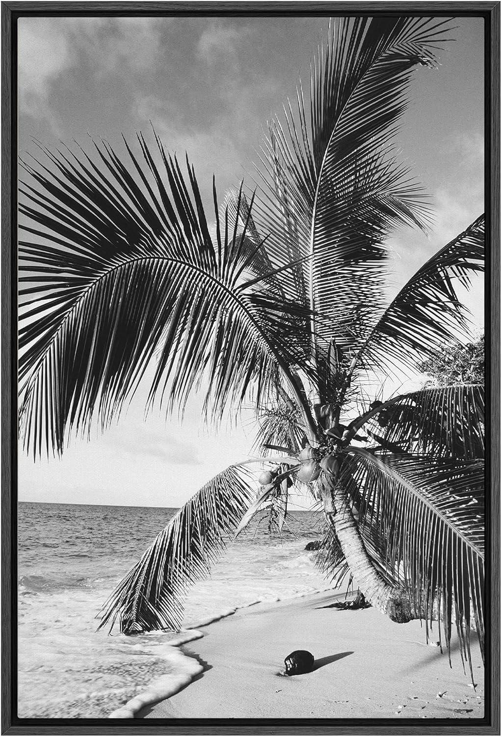 IDEA4WALL Tropical Palm " Vintage Film Grain Beach & Palm Tree Floral Plants Photography Modern Art Rustic "