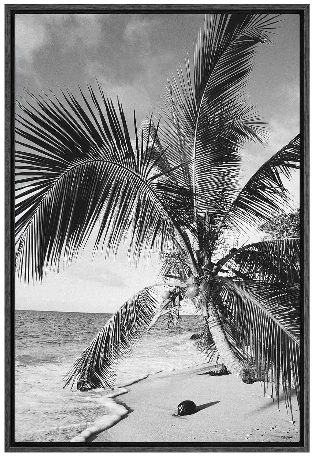 IDEA4WALL Tropical Palm " Vintage Film Grain Beach & Palm Tree Floral Plants Photography Modern Art Rustic "