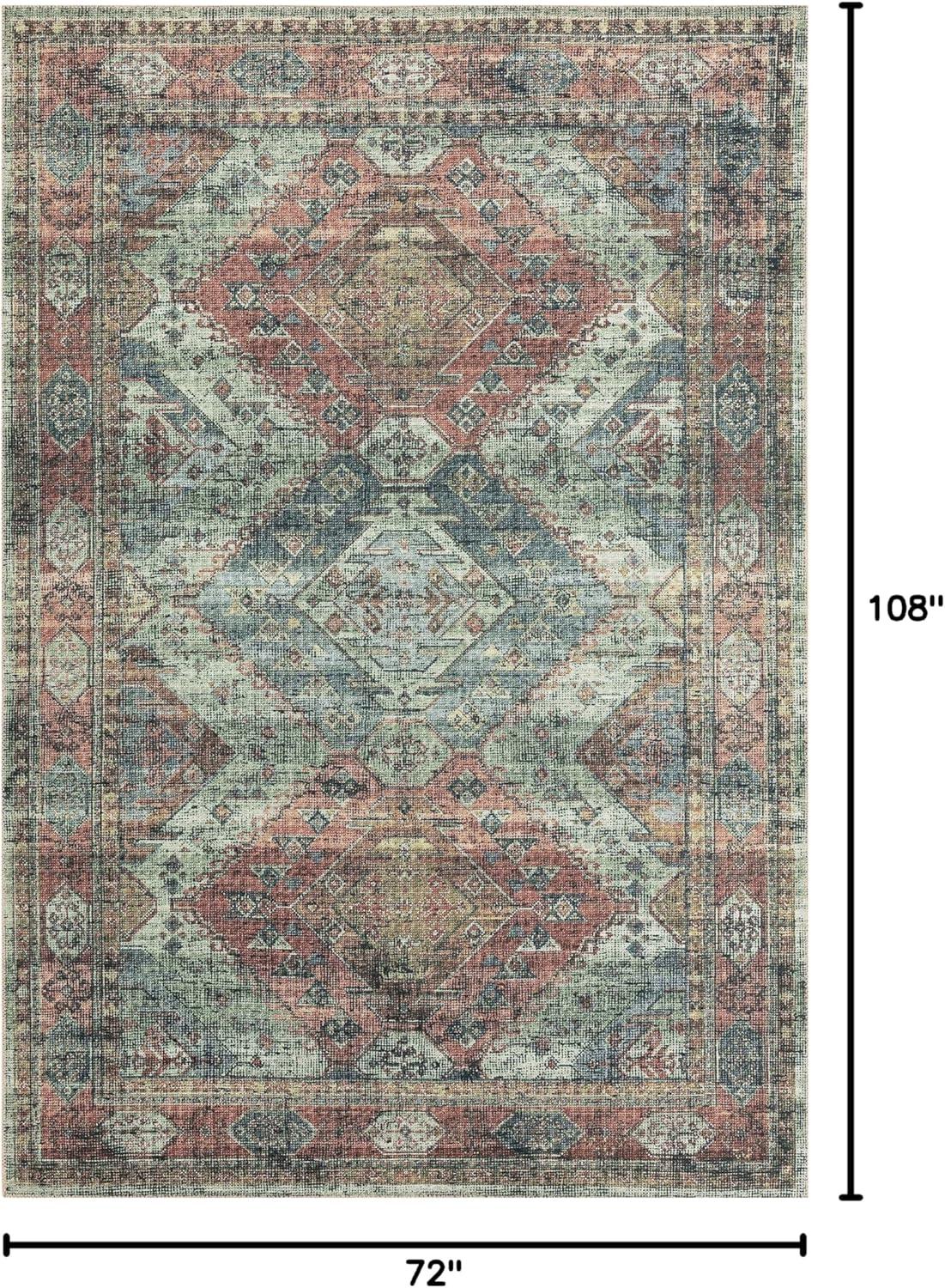 Skye Blue and Apricot 6' x 9' Oriental Wool Rug