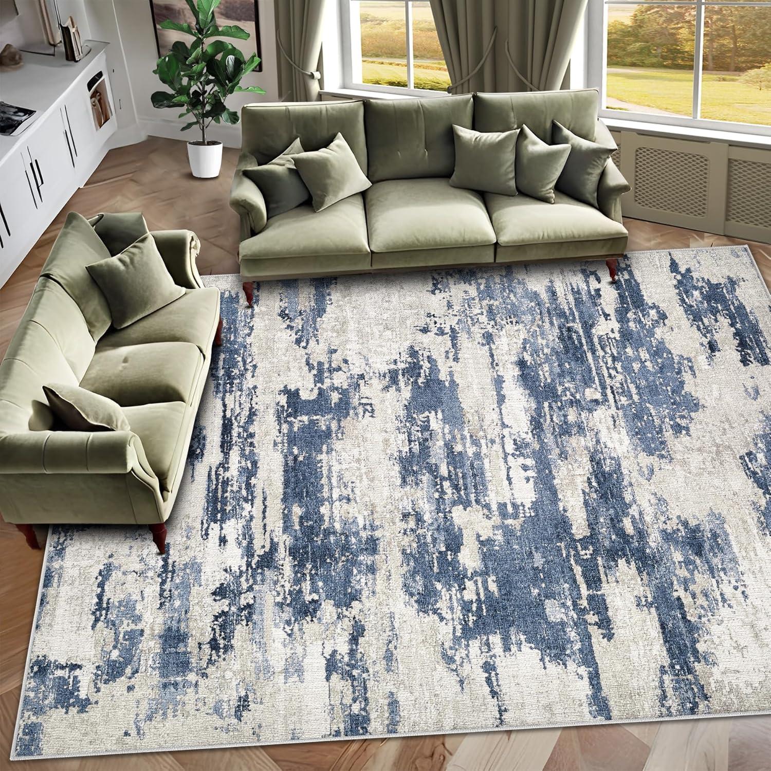 Faitaliicy Washable Rug Chenille Throw Rugs Contemporary Kitchen Carpet Indoor Foldable Accent Rug for Living Room Bedroom Dining Room