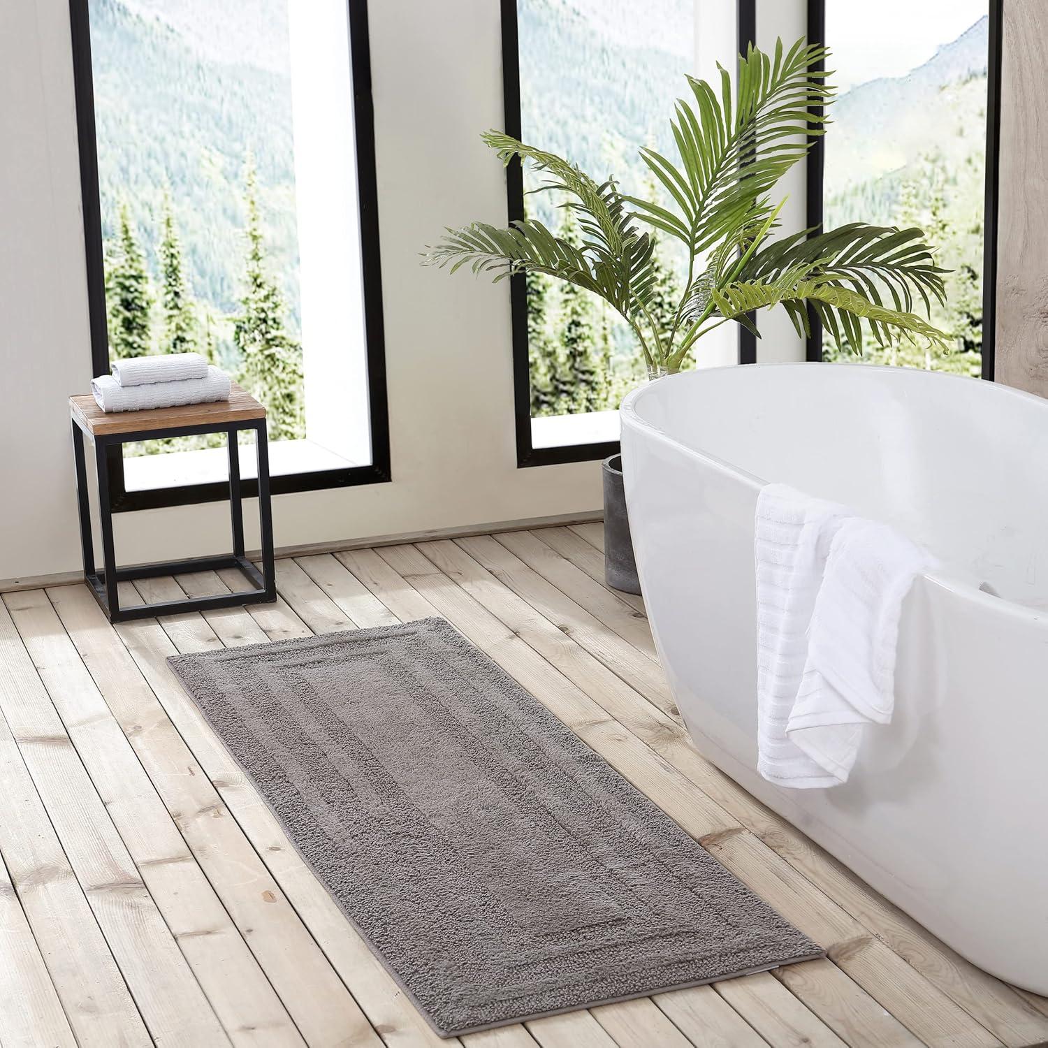 22"x60" Logan Bath Rug Brown - Eddie Bauer: Cotton Tufted, Machine Washable, Latex Backing, Lightweight