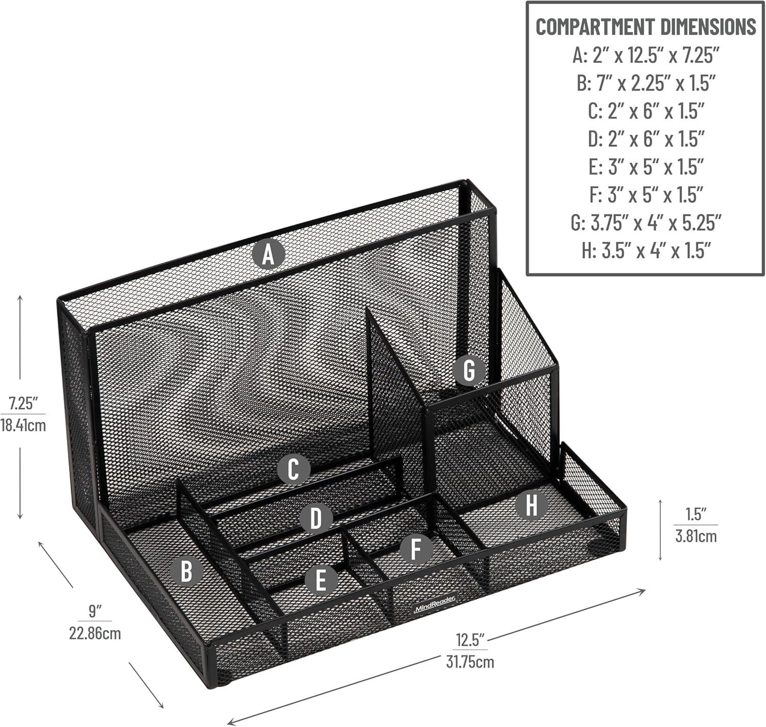 Black Metal Mesh Multi-Supply Desktop Organizer