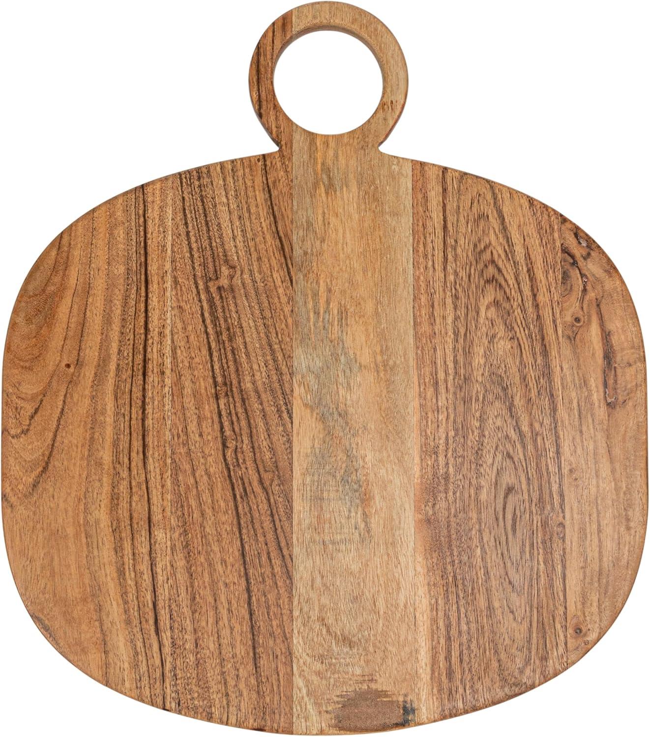 Natural Acacia Wood Oval Cheese Cutting Board with Handle