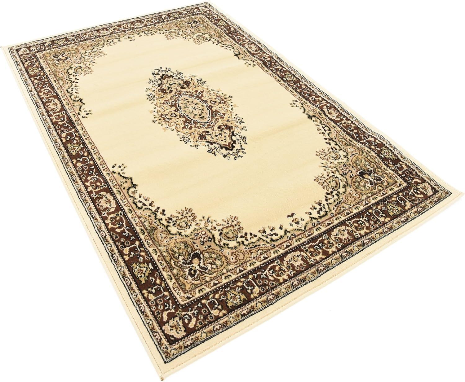 Unique Loom Washington Reza Rug Ivory/Black 4' 1" x 6' 1" Rectangle Floral French Perfect For Living Room Bed Room Dining Room Office