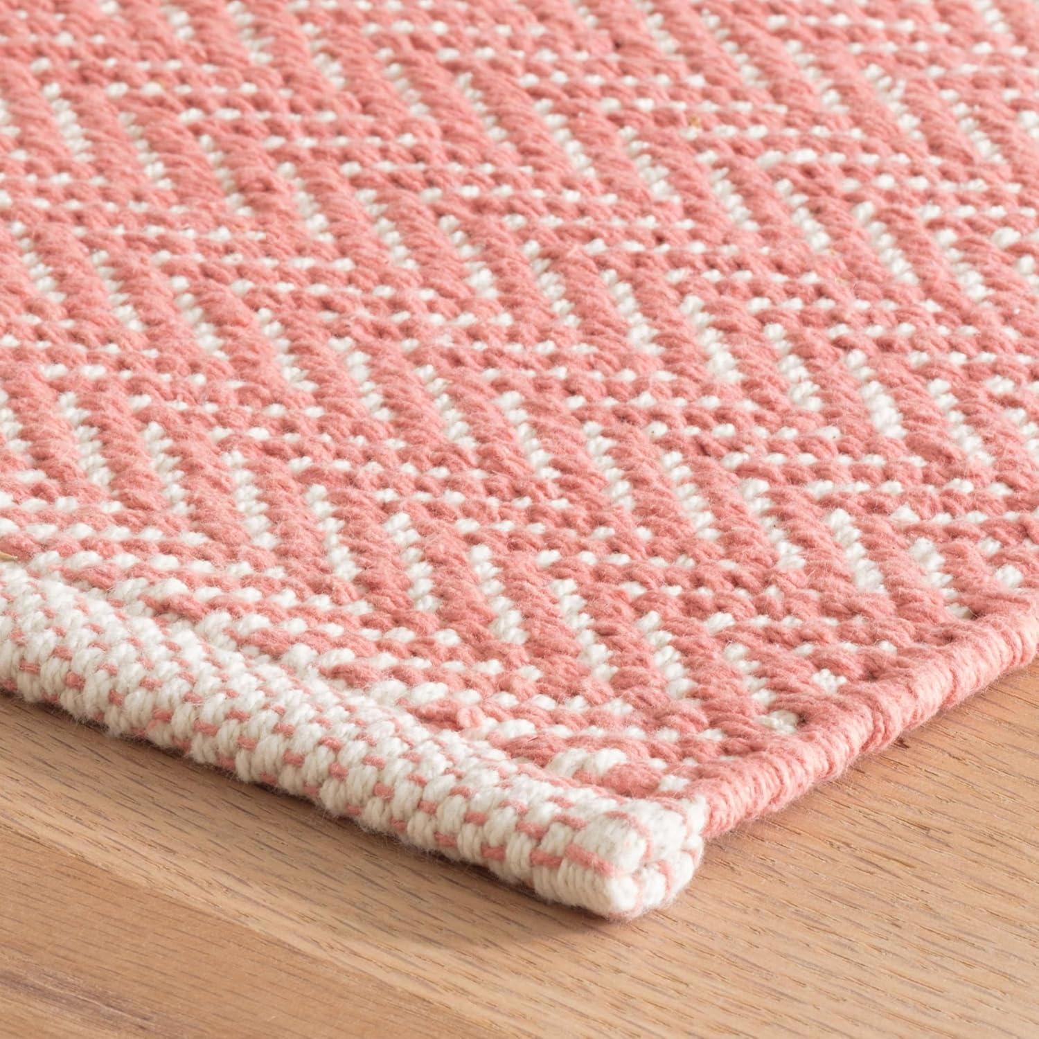 Herringbone Coral Handwoven Cotton Rug