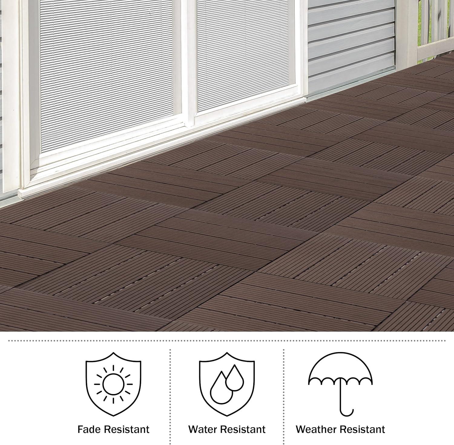 Pure Garden 11.63" x 11.63" Interlocking Deck Tile - Patio Tiles (Set of 30)